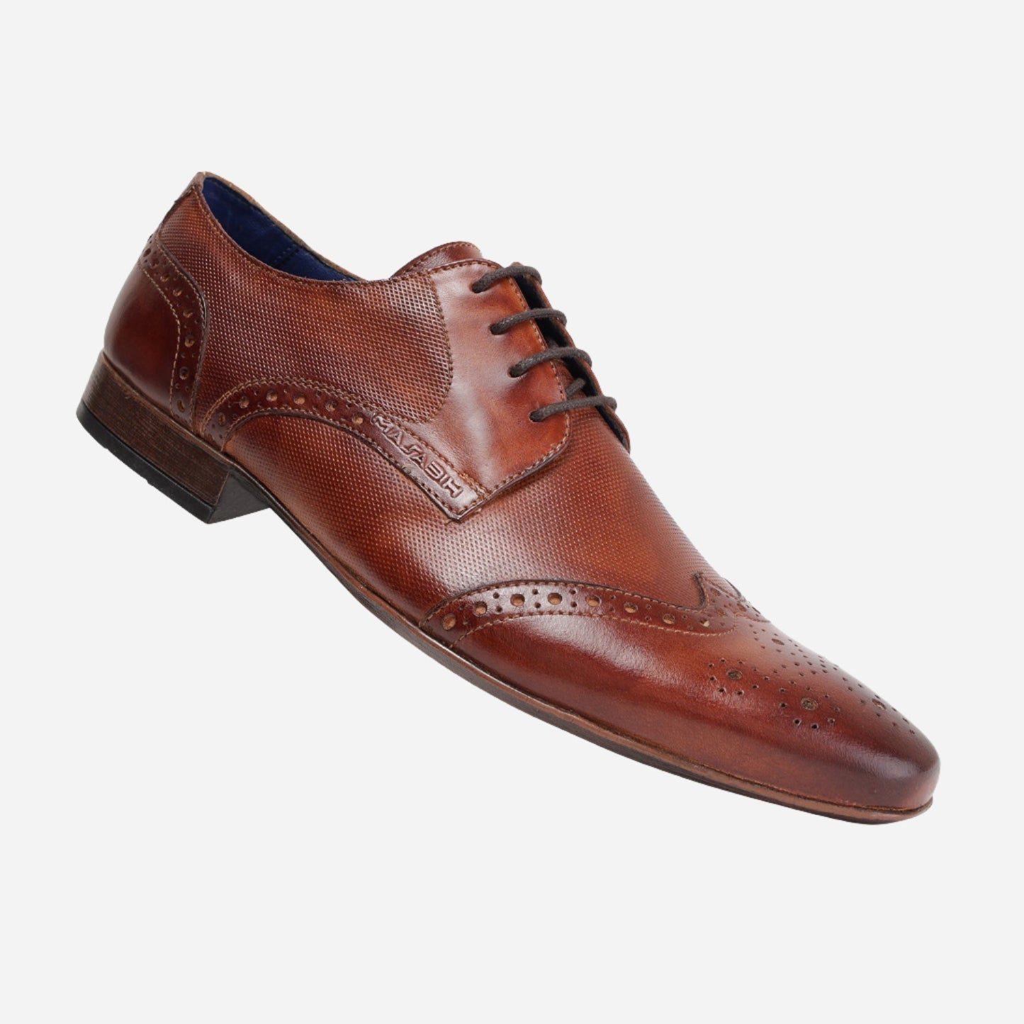 MASABIH GENUINE LEATHER TAN CASUAL WING TOE DERBY LACEUP SHOES FOR MEN