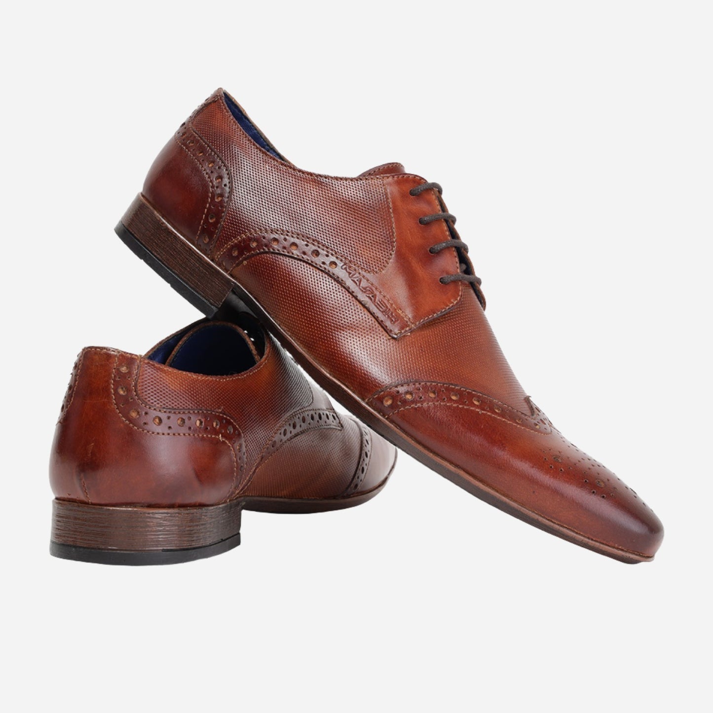MASABIH GENUINE LEATHER TAN CASUAL WING TOE DERBY LACEUP SHOES FOR MEN