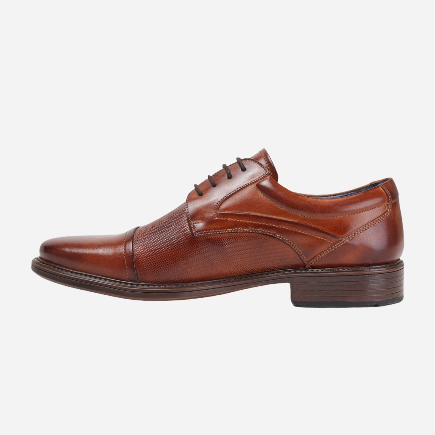 MASABIH GENUINE LEATHER TAN DERBY LACEUP SHOES WITH TOE CAP FOR MEN