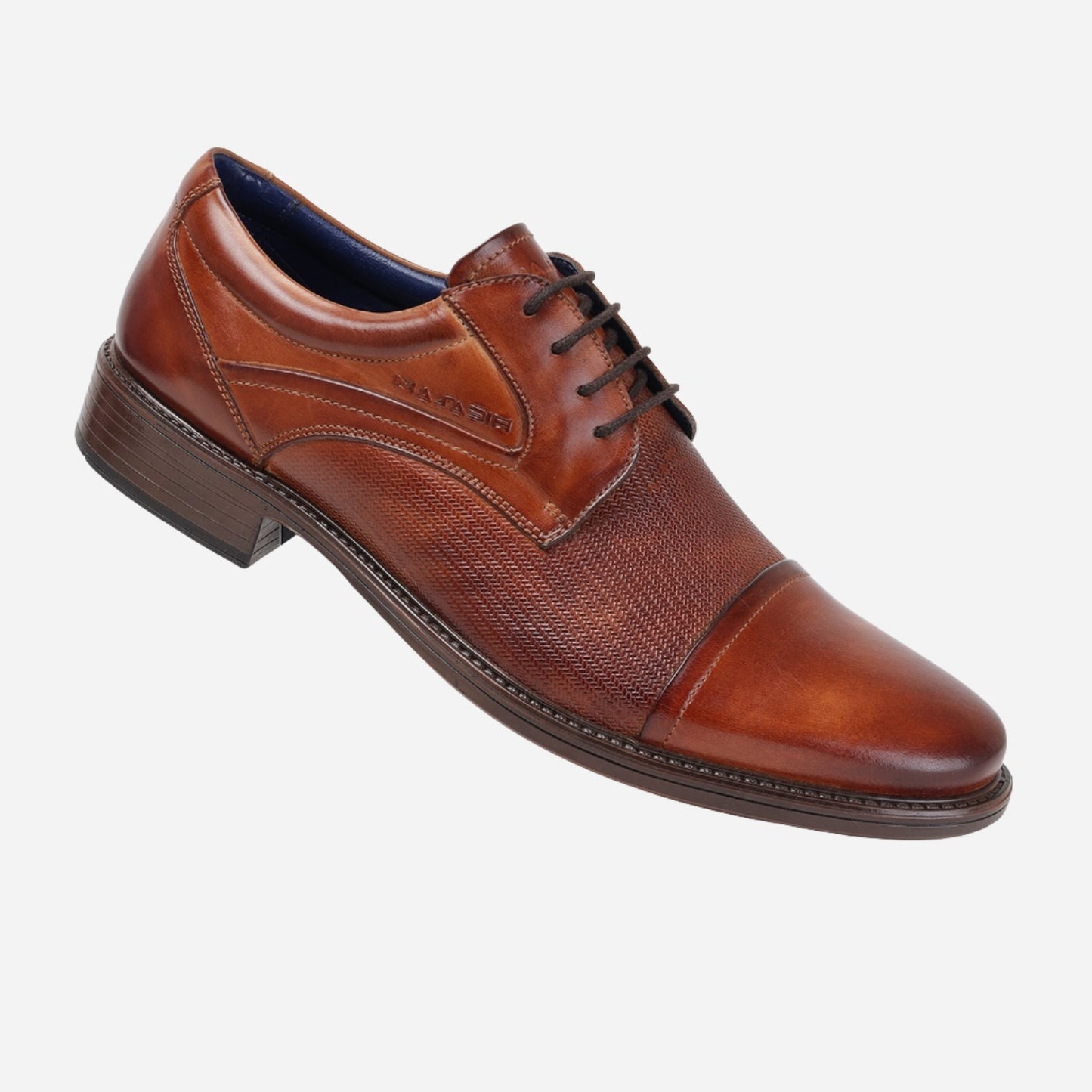 MASABIH GENUINE LEATHER TAN DERBY LACEUP SHOES WITH TOE CAP FOR MEN
