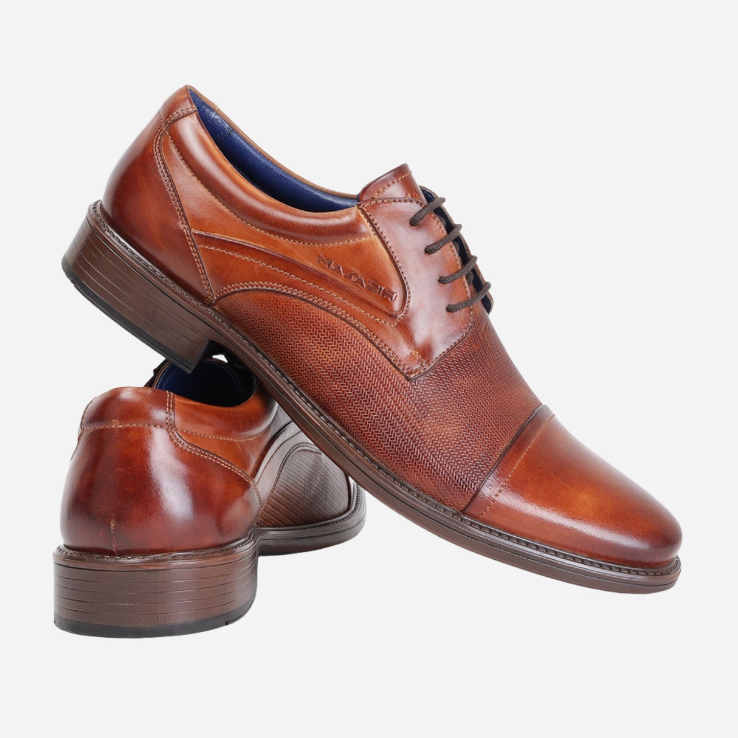 MASABIH GENUINE LEATHER TAN DERBY LACEUP SHOES WITH TOE CAP FOR MEN