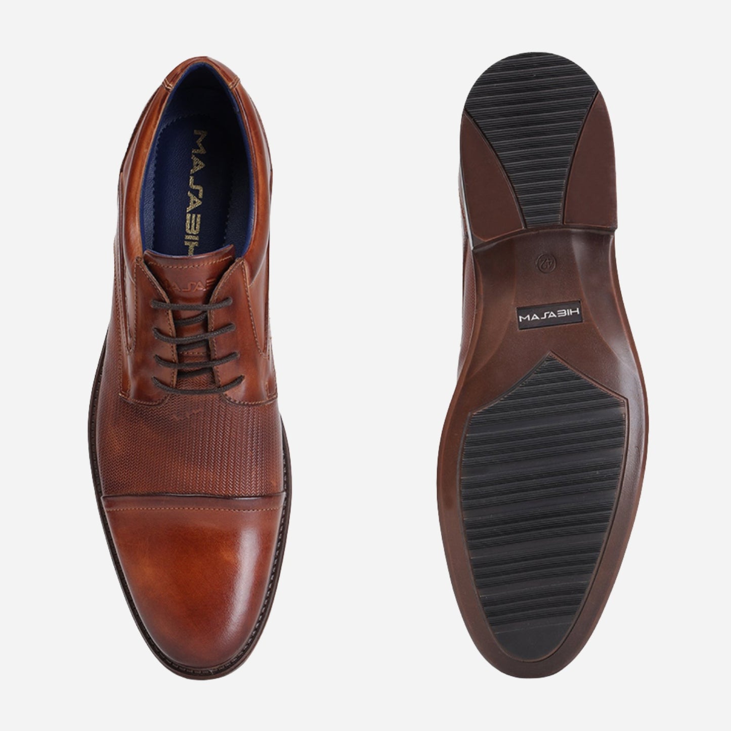 MASABIH GENUINE LEATHER TAN DERBY LACEUP SHOES WITH TOE CAP FOR MEN