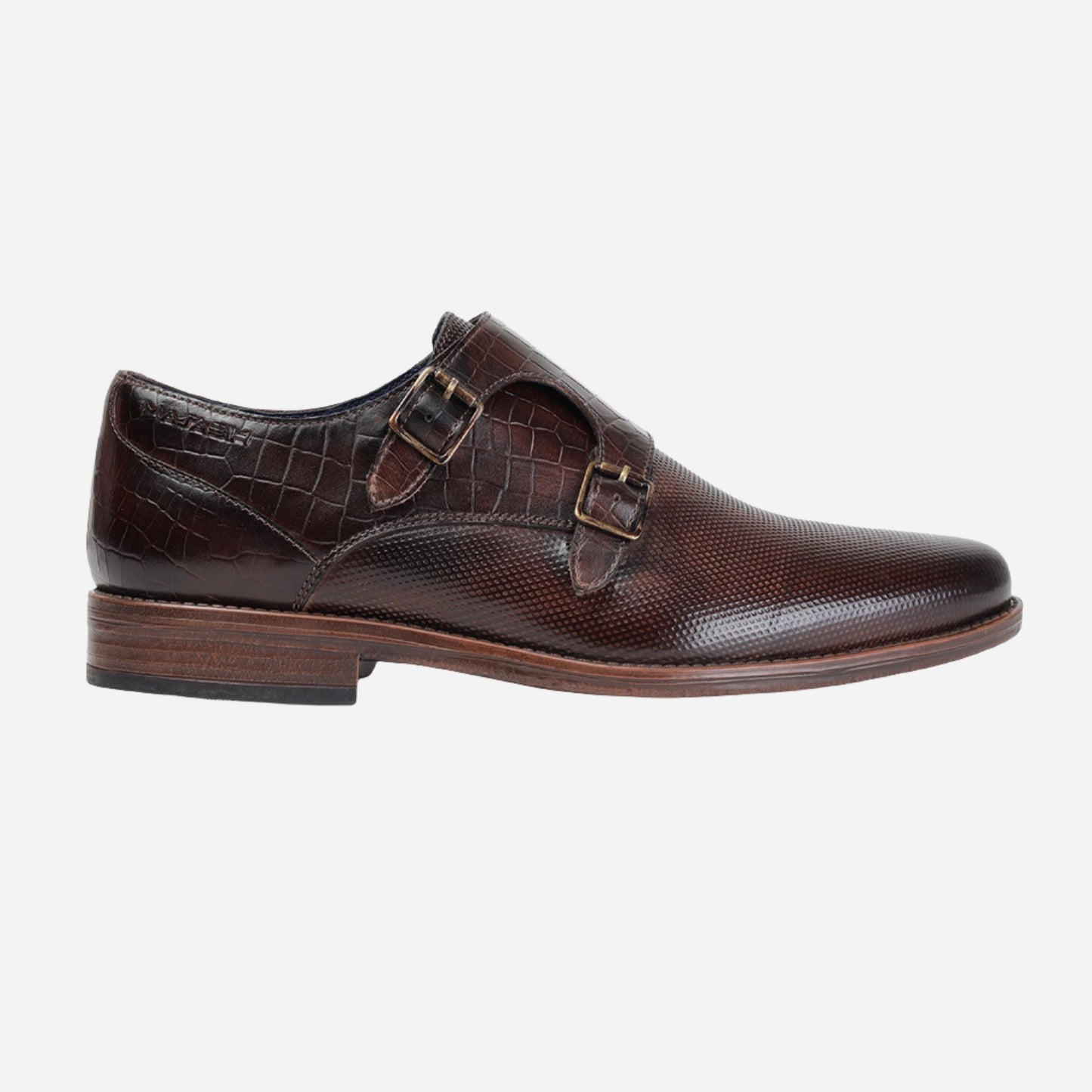 MASABIH GENUINE LEATHER BROWN CASUAL DOUBLE MONK SHOES FOR MEN
