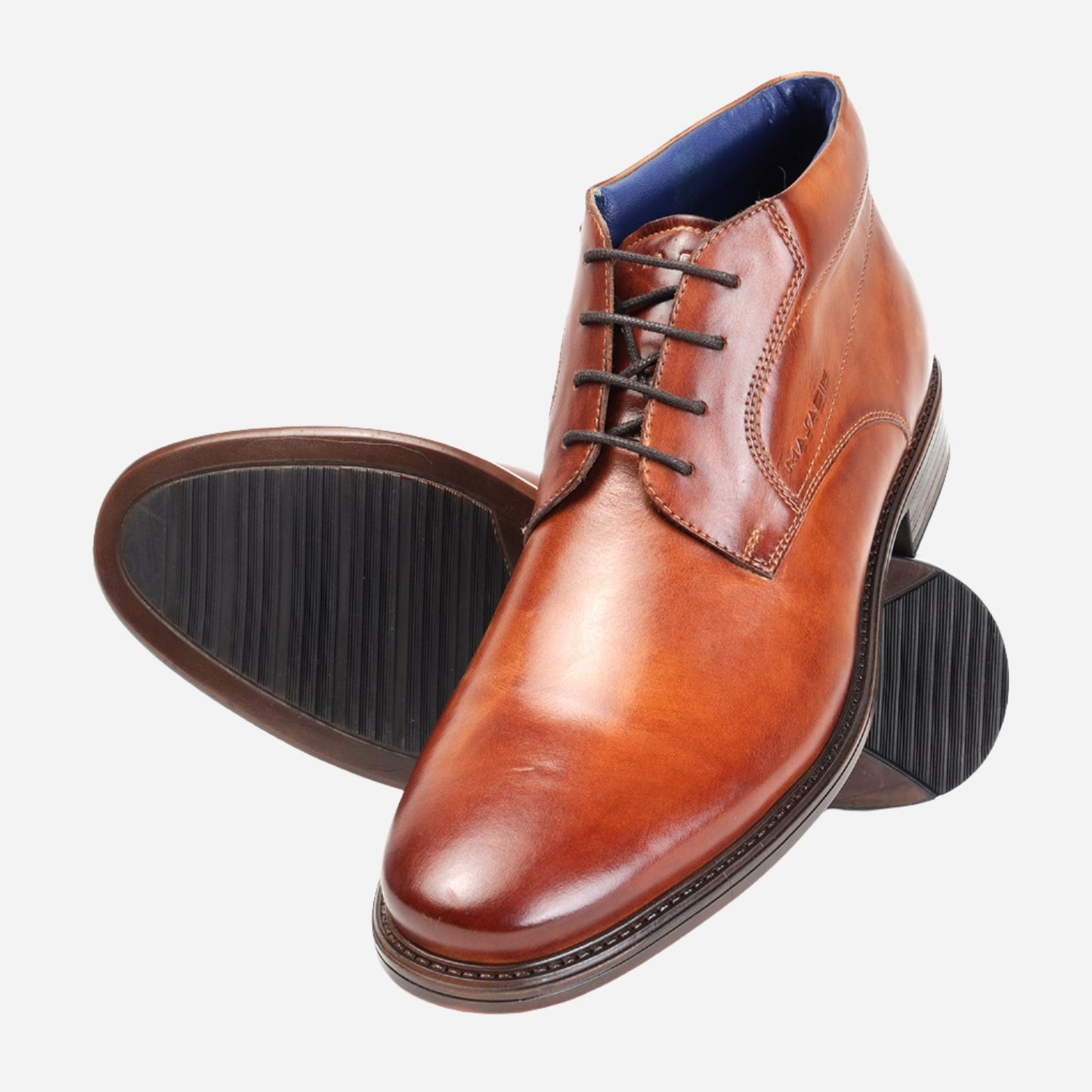 MASABIH GENUINE LEATHER TAN LACEUP CHUKKA BOOTS FOR MEN