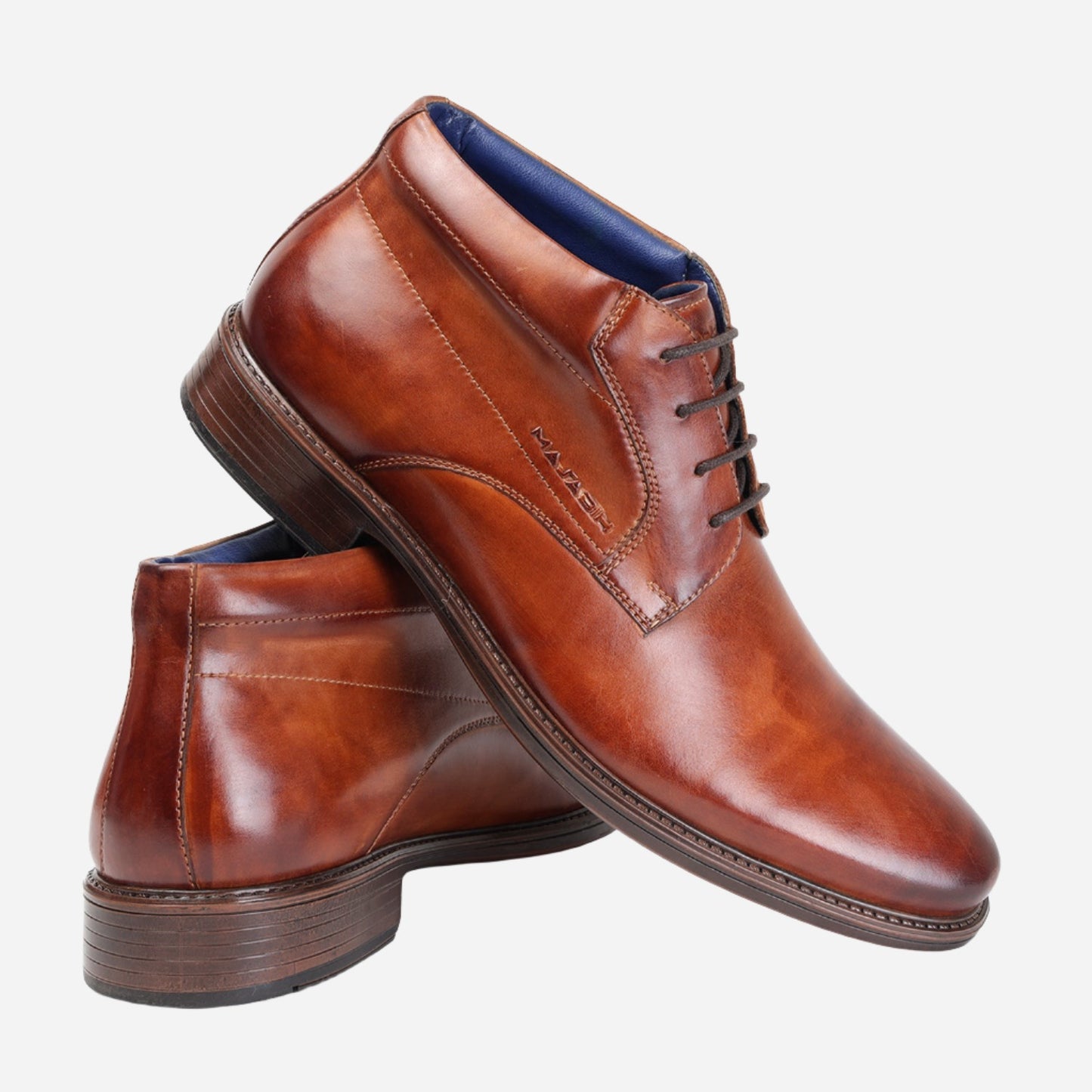 MASABIH GENUINE LEATHER TAN LACEUP CHUKKA BOOTS FOR MEN
