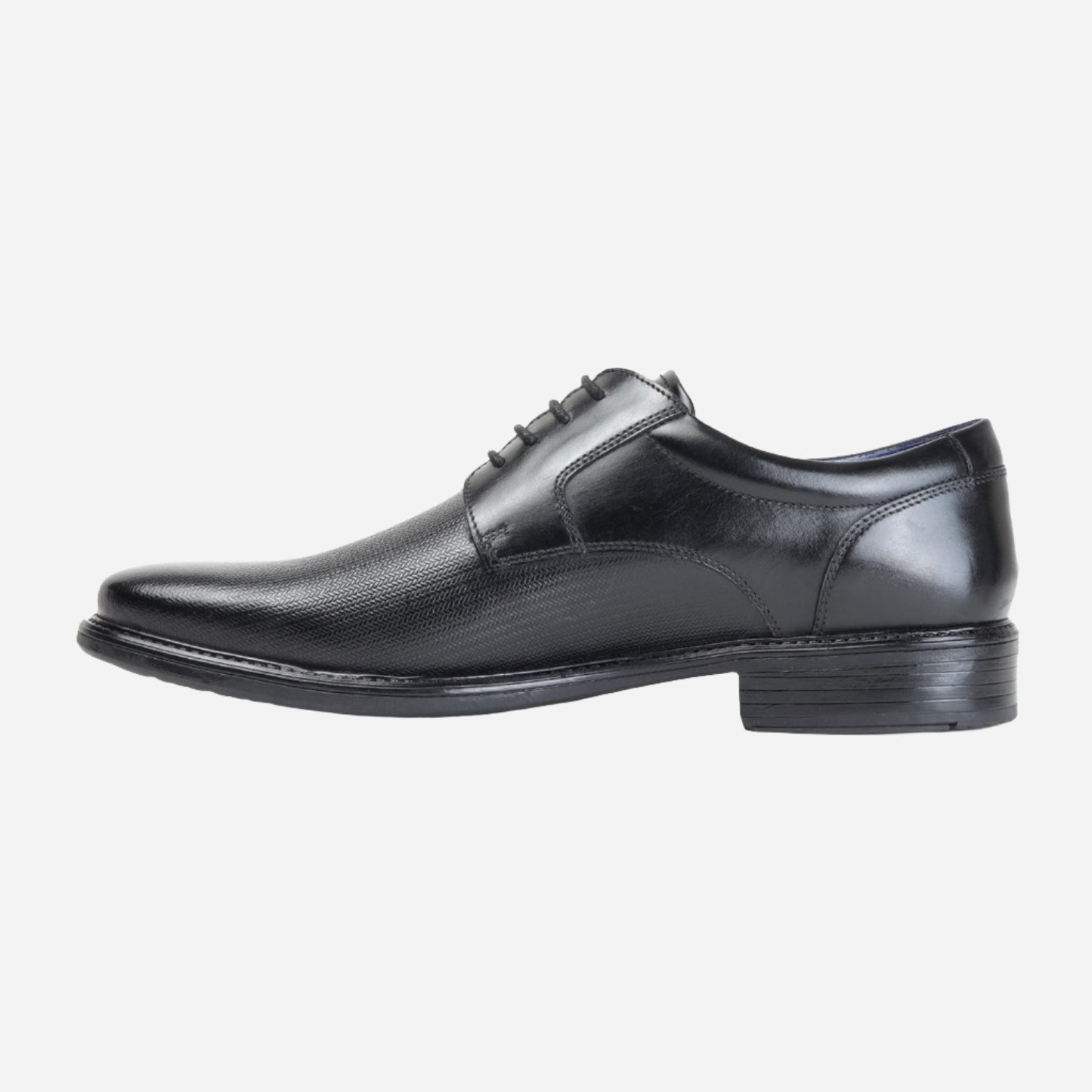 MASABIH GENUINE LEATHER BLACK DERBY LACEUP SHOES FOR MEN