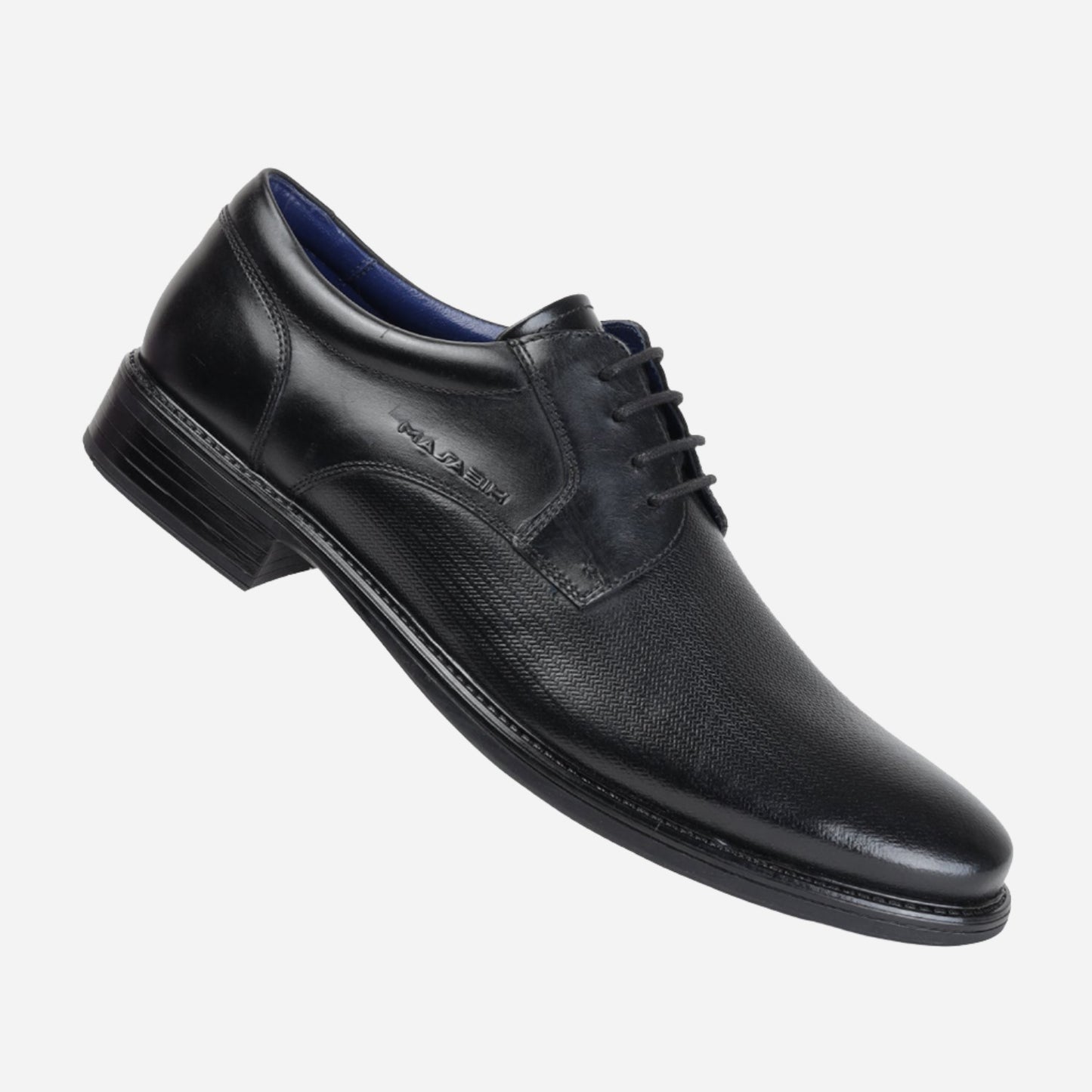 MASABIH GENUINE LEATHER BLACK DERBY LACEUP SHOES FOR MEN