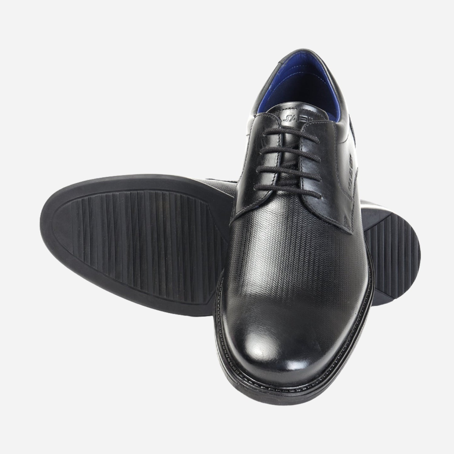 MASABIH GENUINE LEATHER BLACK DERBY LACEUP SHOES FOR MEN