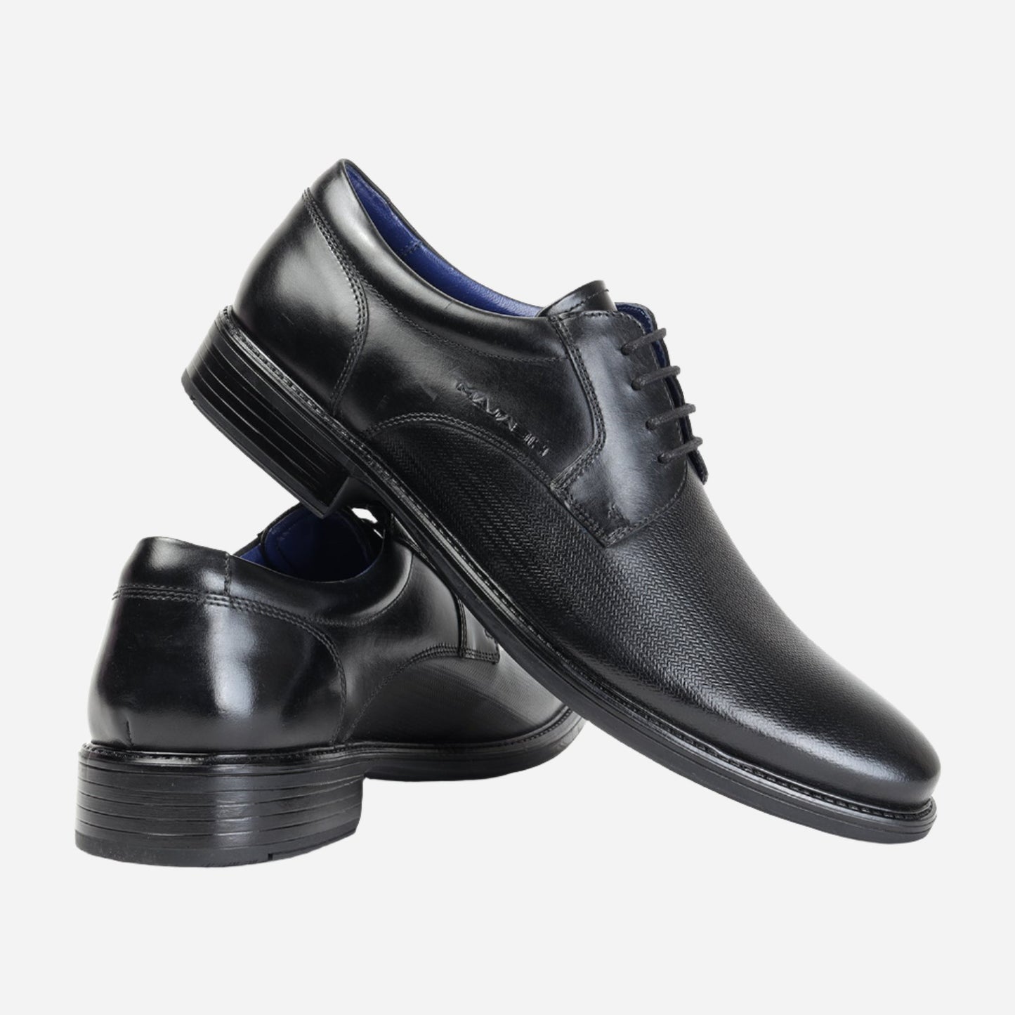 MASABIH GENUINE LEATHER BLACK DERBY LACEUP SHOES FOR MEN