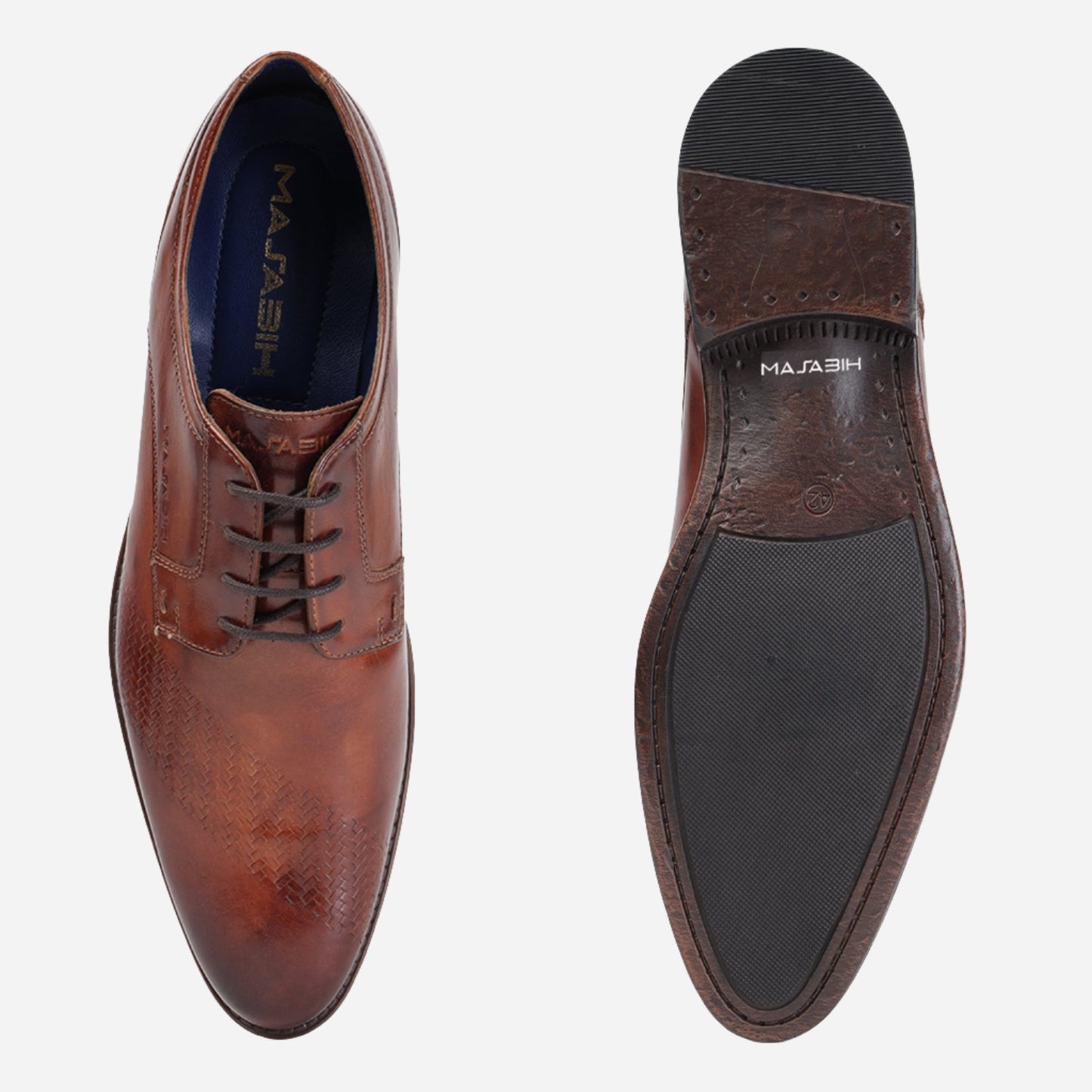 MASABIH GENUINE LEATHER TAN CASUAL DERBY LACE UP SHOES FOR MEN