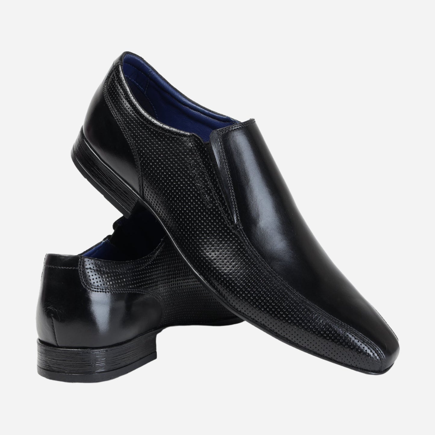 MASABIH GENUINE LEATHER BLACK CASUAL LOAFER SHOES FOR MEN