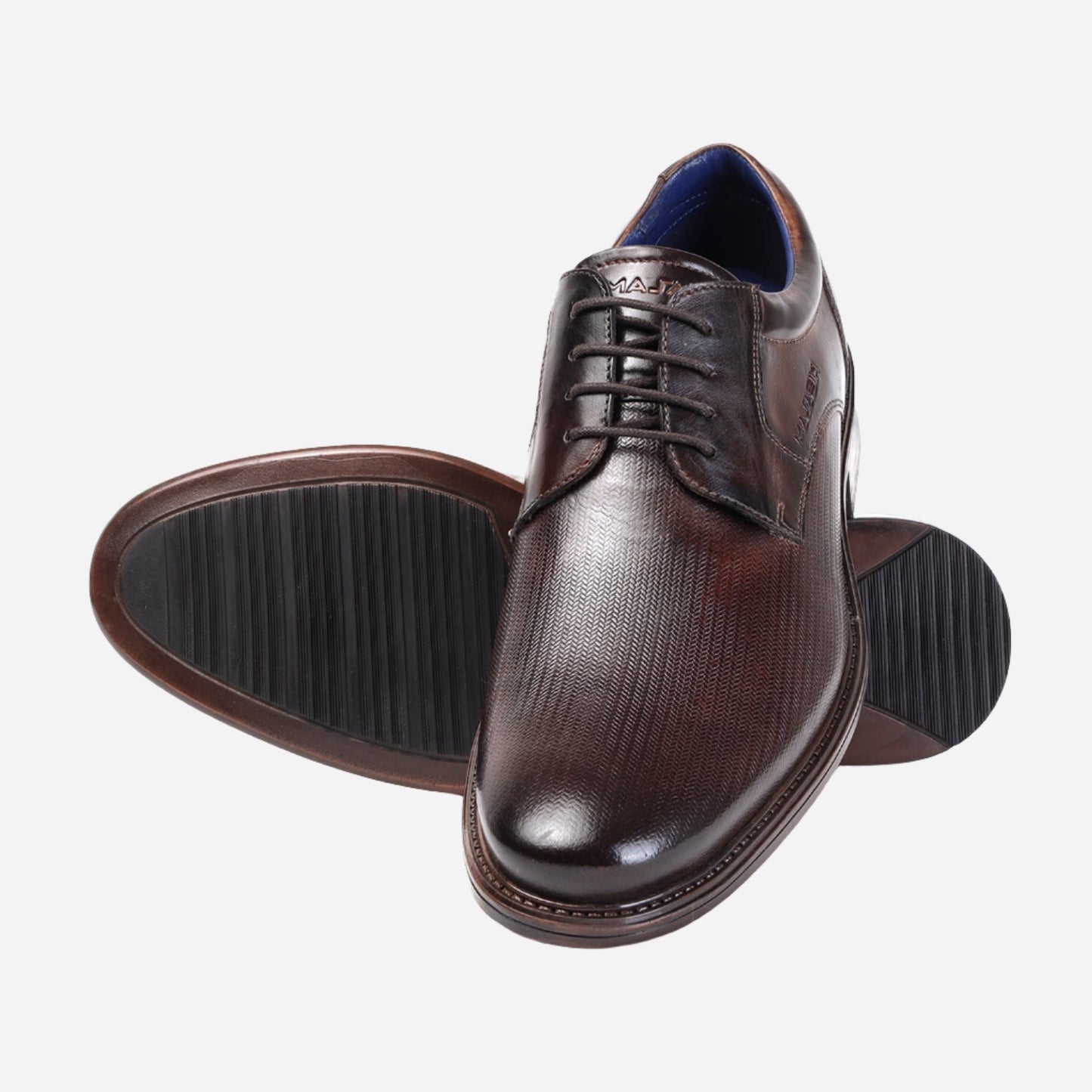 MASABIH GENUINE LEATHER BROWN DERBY LACEUP SHOES FOR MEN