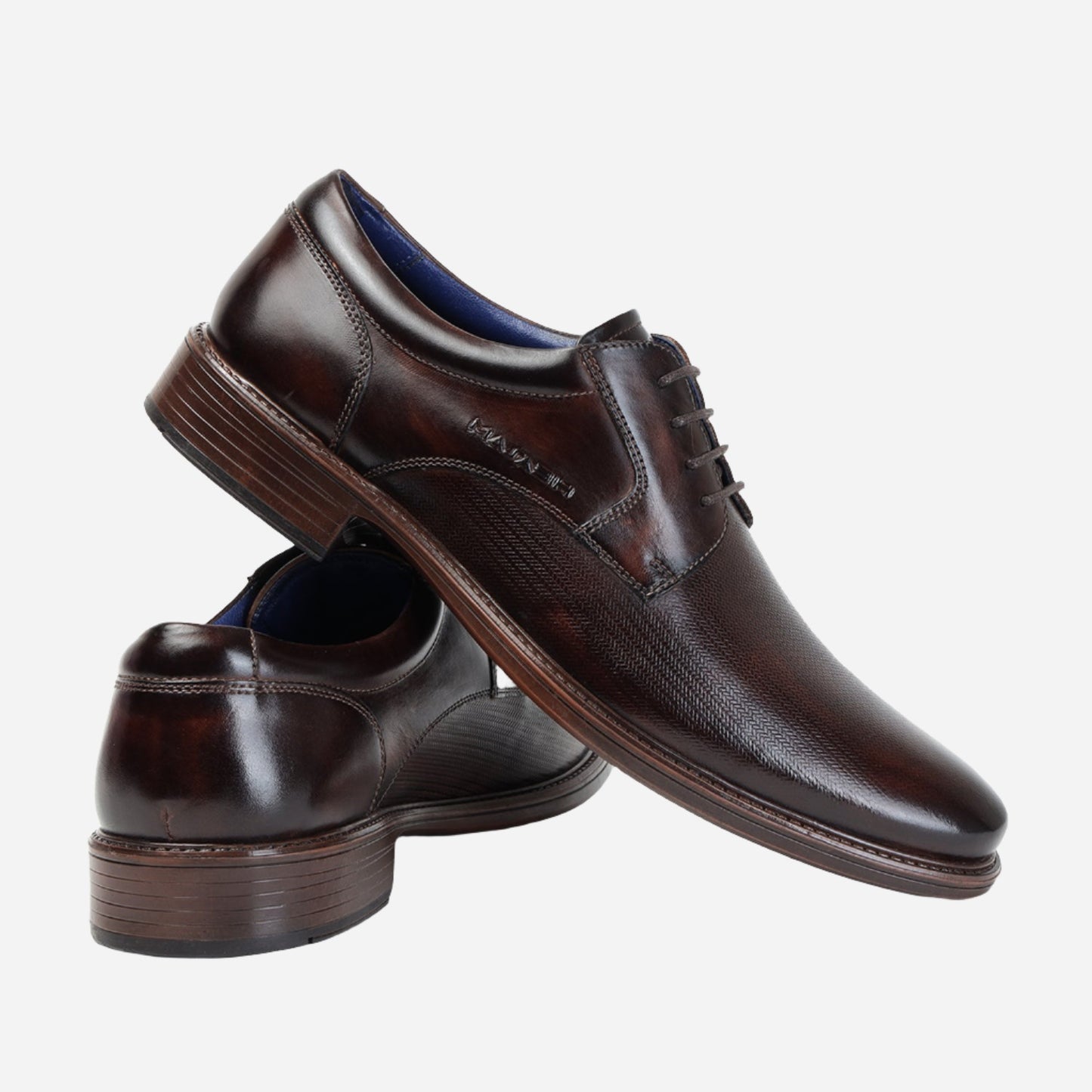 MASABIH GENUINE LEATHER BROWN DERBY LACEUP SHOES FOR MEN