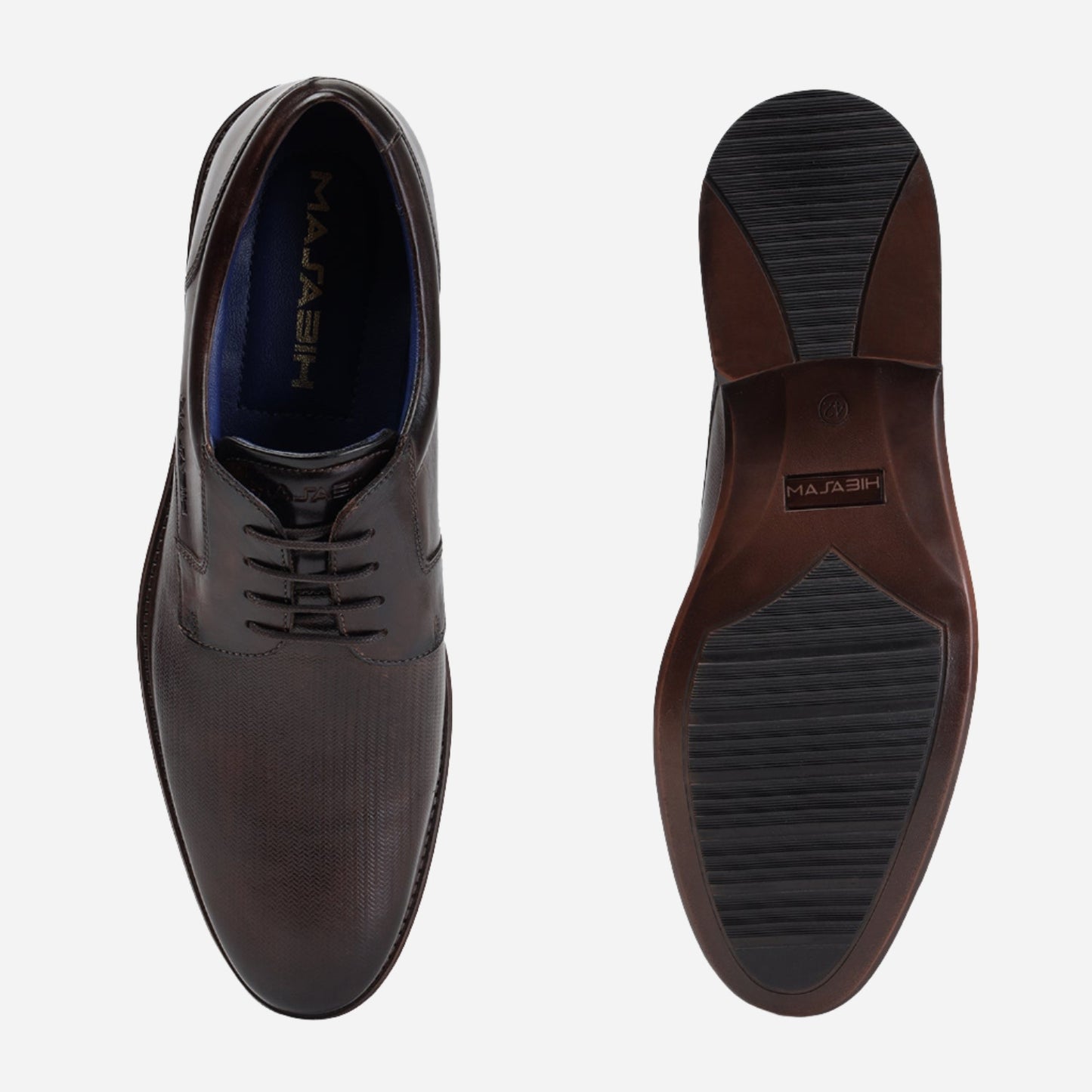 MASABIH GENUINE LEATHER BROWN DERBY LACEUP SHOES FOR MEN