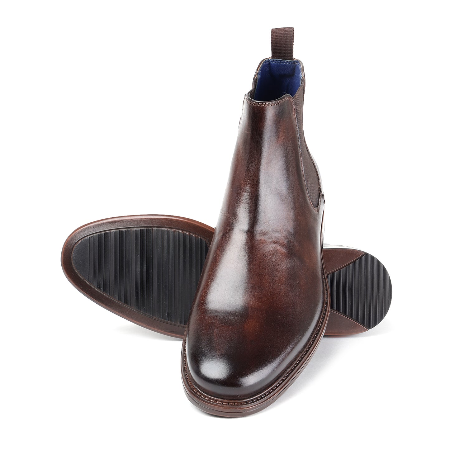 MASABIH GENUINE LEATHER BROWNCHELSEA BOOTS FOR MEN