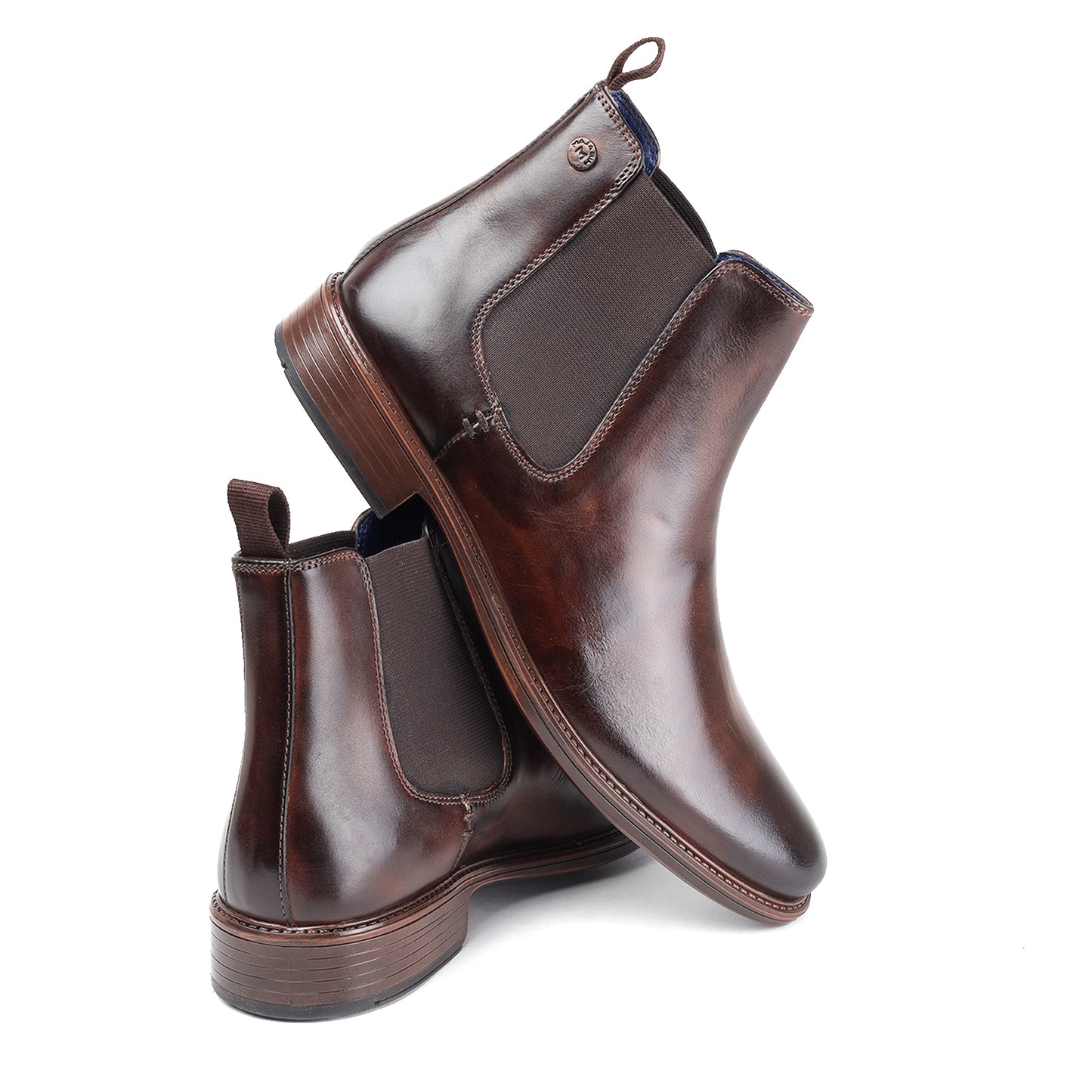 MASABIH GENUINE LEATHER BROWNCHELSEA BOOTS FOR MEN