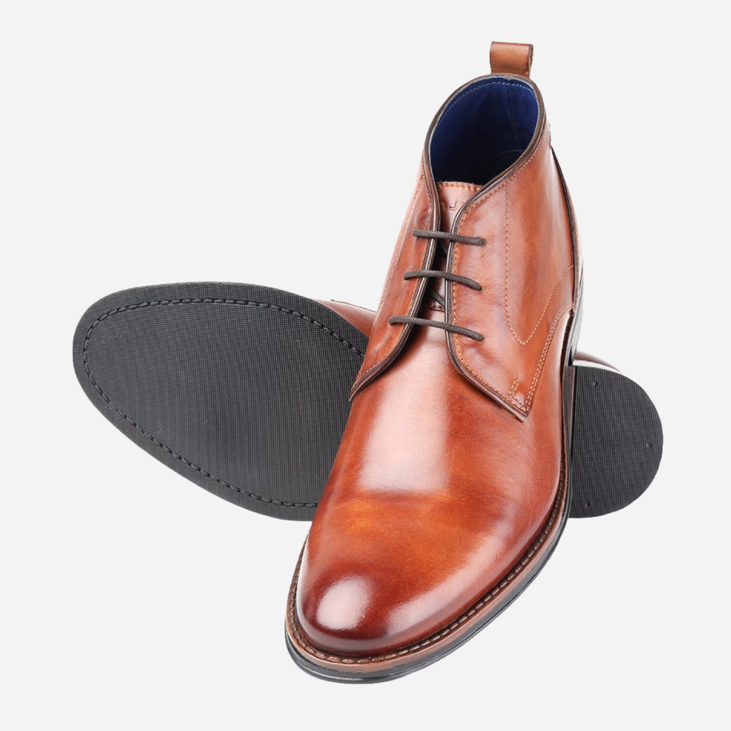 MASABIH GENUINE LEATHER TAN CHUKKA LACEUP BOOTS FOR MEN