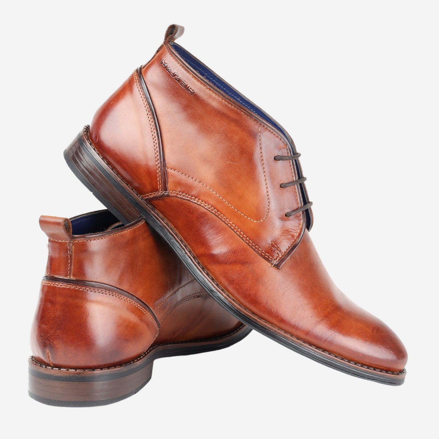 MASABIH GENUINE LEATHER TAN CHUKKA LACEUP BOOTS FOR MEN