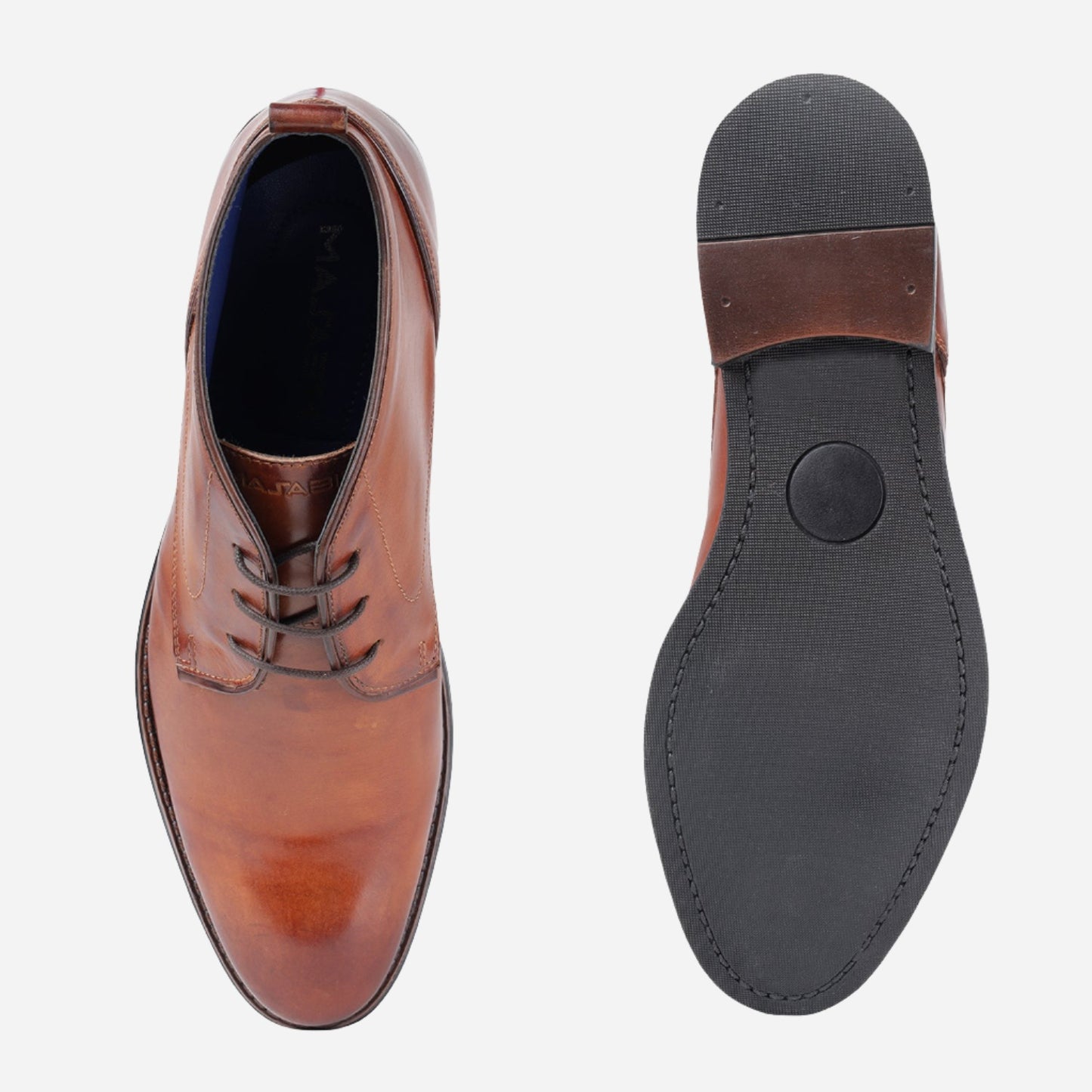 MASABIH GENUINE LEATHER TAN CHUKKA LACEUP BOOTS FOR MEN