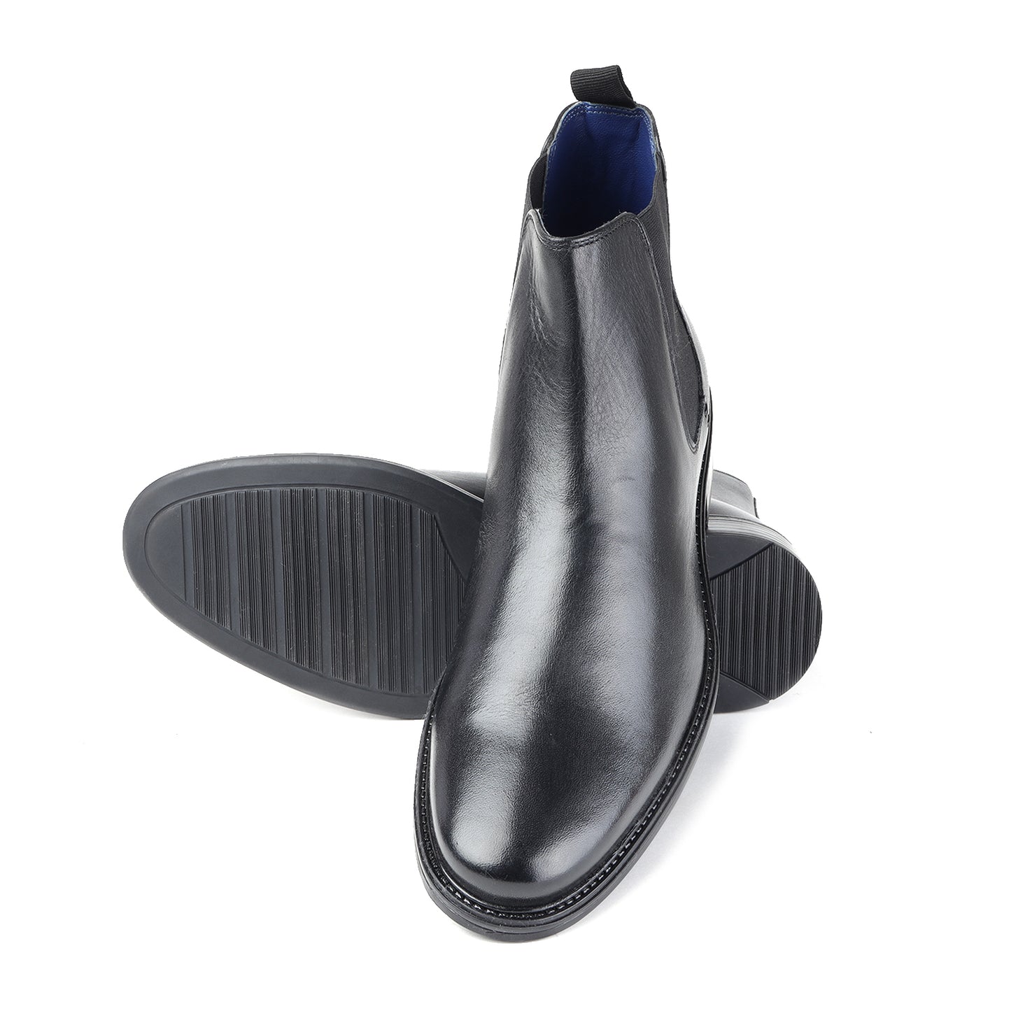 MASABIH GENUINE LEATHER BLACK CHELSEA BOOTS FOR MEN