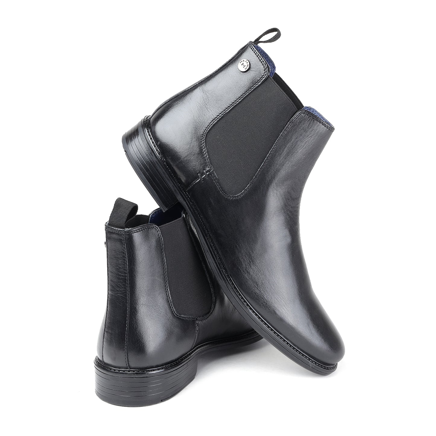 MASABIH GENUINE LEATHER BLACK CHELSEA BOOTS FOR MEN