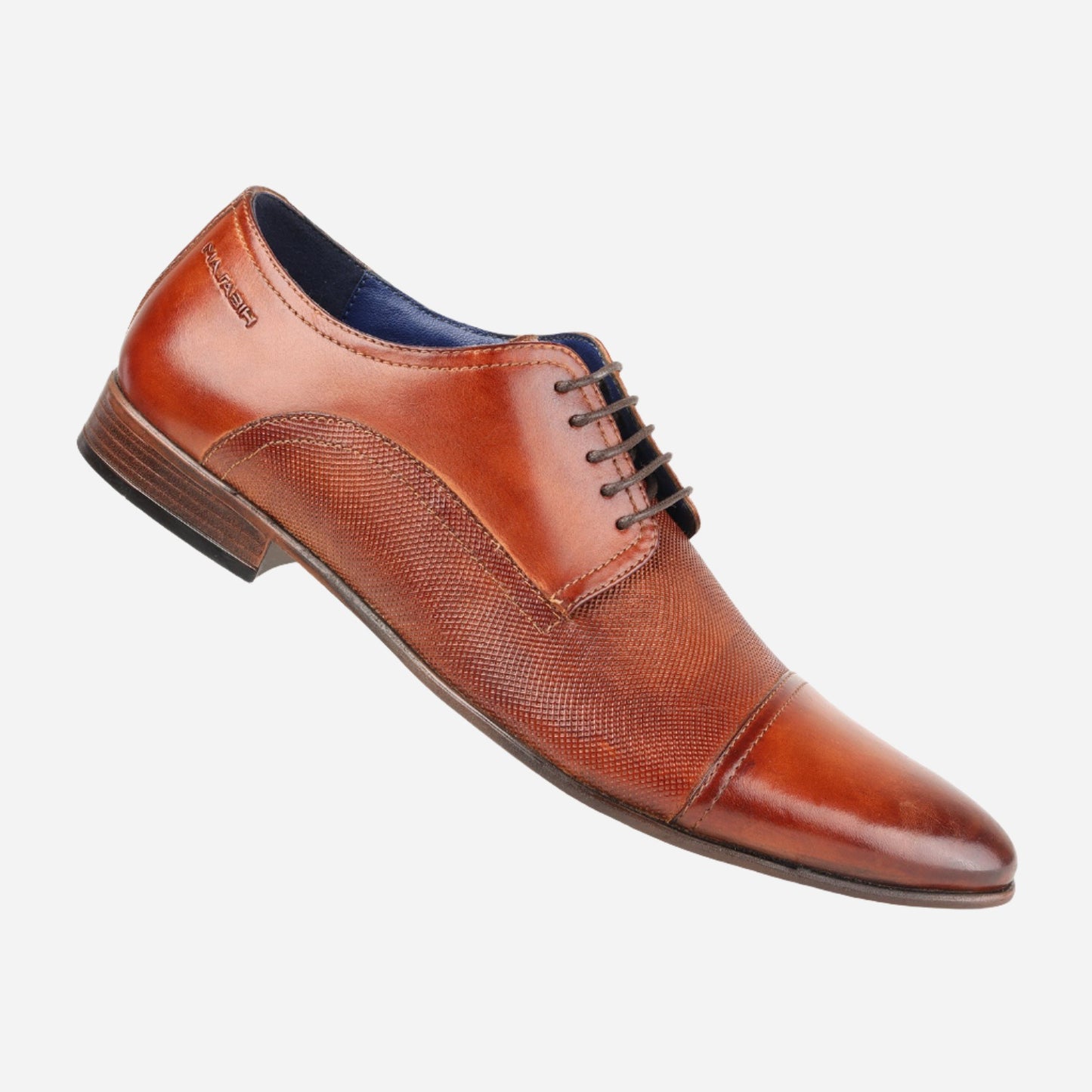 MASABIH GENUINE LEATHER TAN TOE CAP DERBY SHOES FOR MEN
