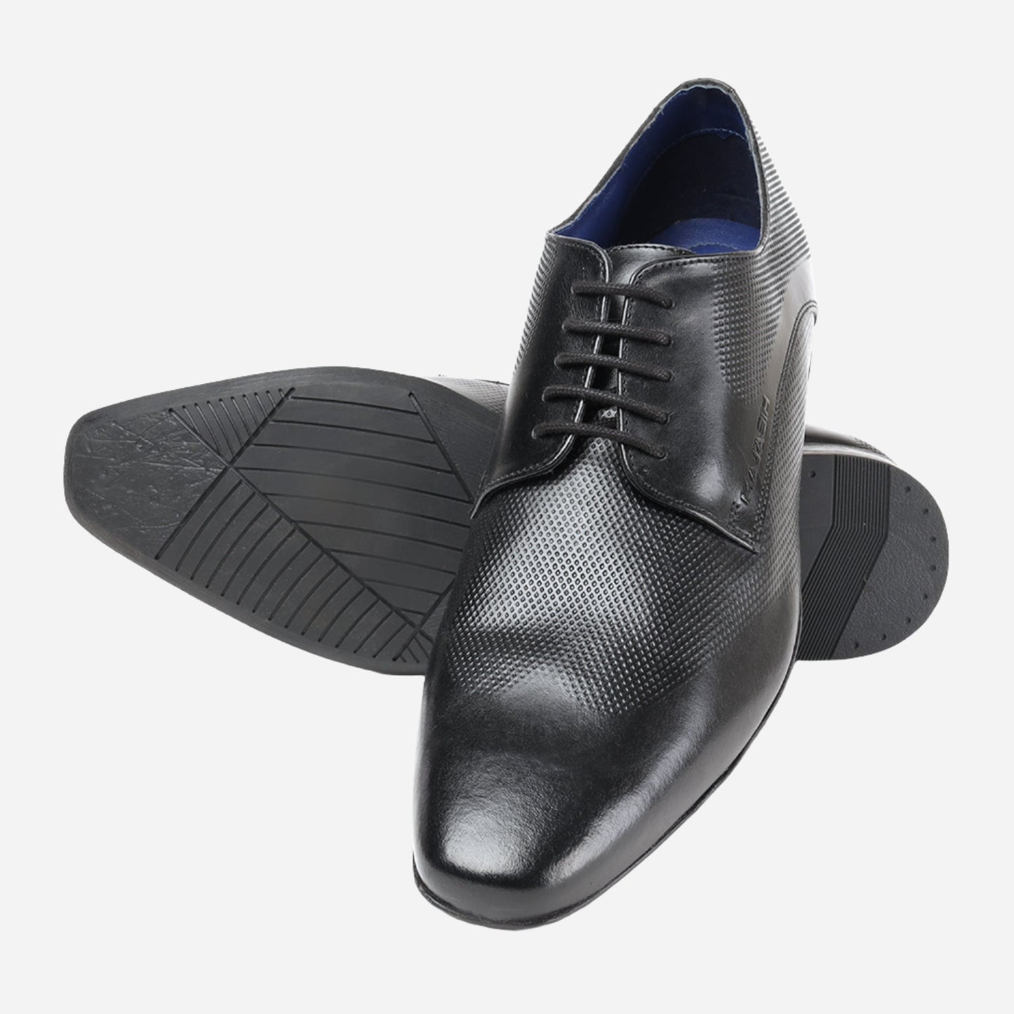 MASABIH GENUINE LEATHER BLACK DERBY LACEUP SHOES FOR MEN