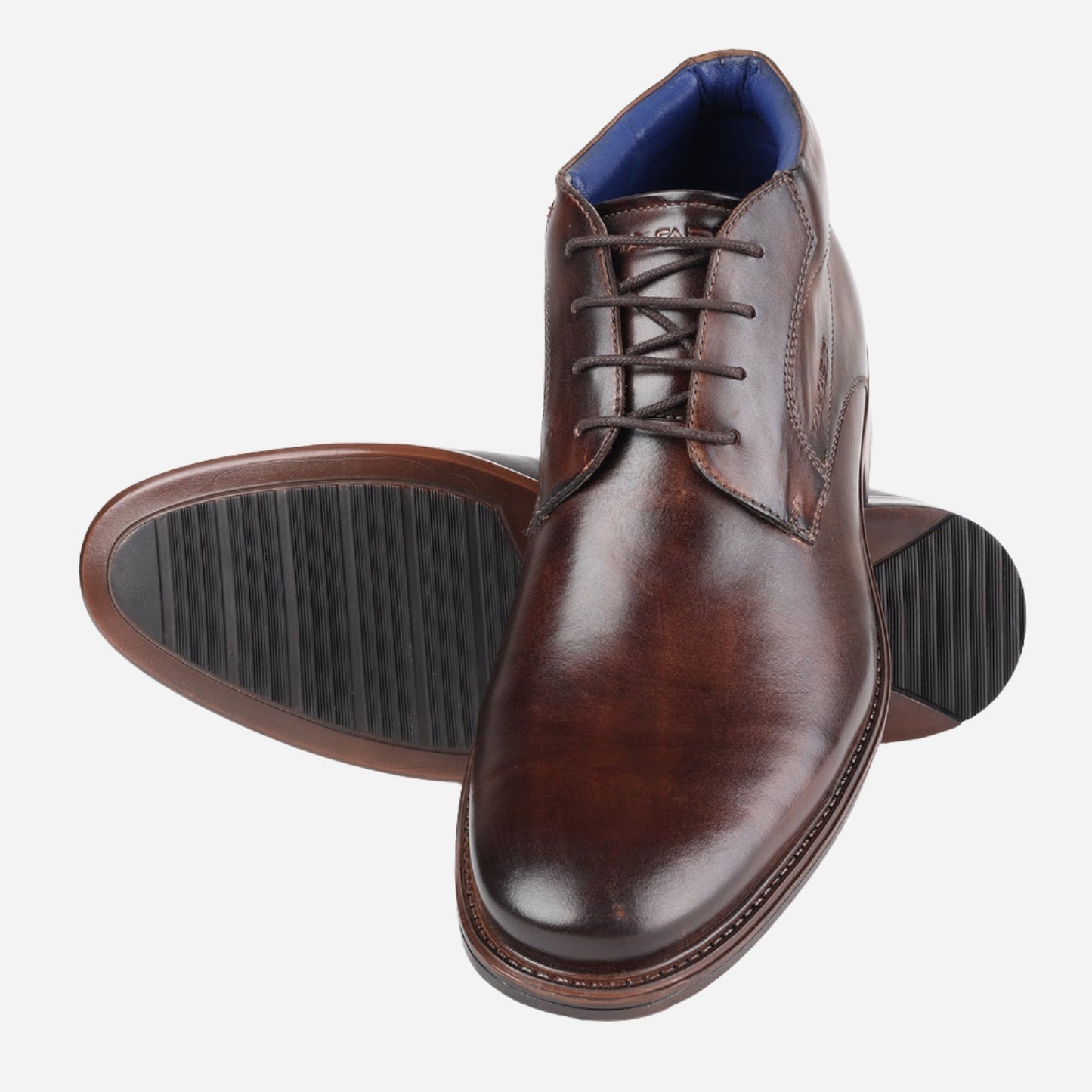 MASABIH GENUINE LEATHER BROWN LACEUP CHUKKA BOOTS FOR MEN