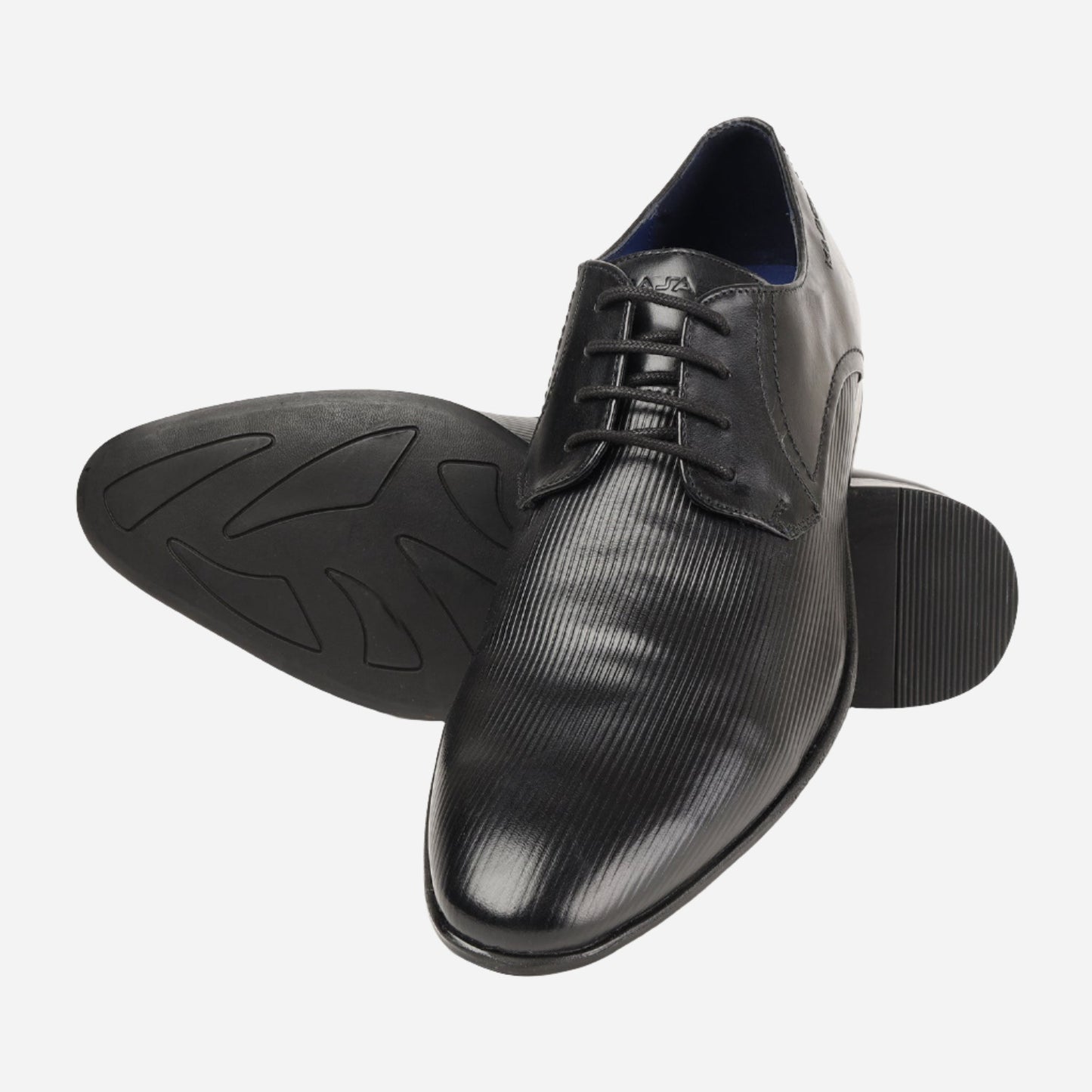 MASABIH GENUINE LEATHER DERBY LACEUP SHOES FOR MEN BLACK