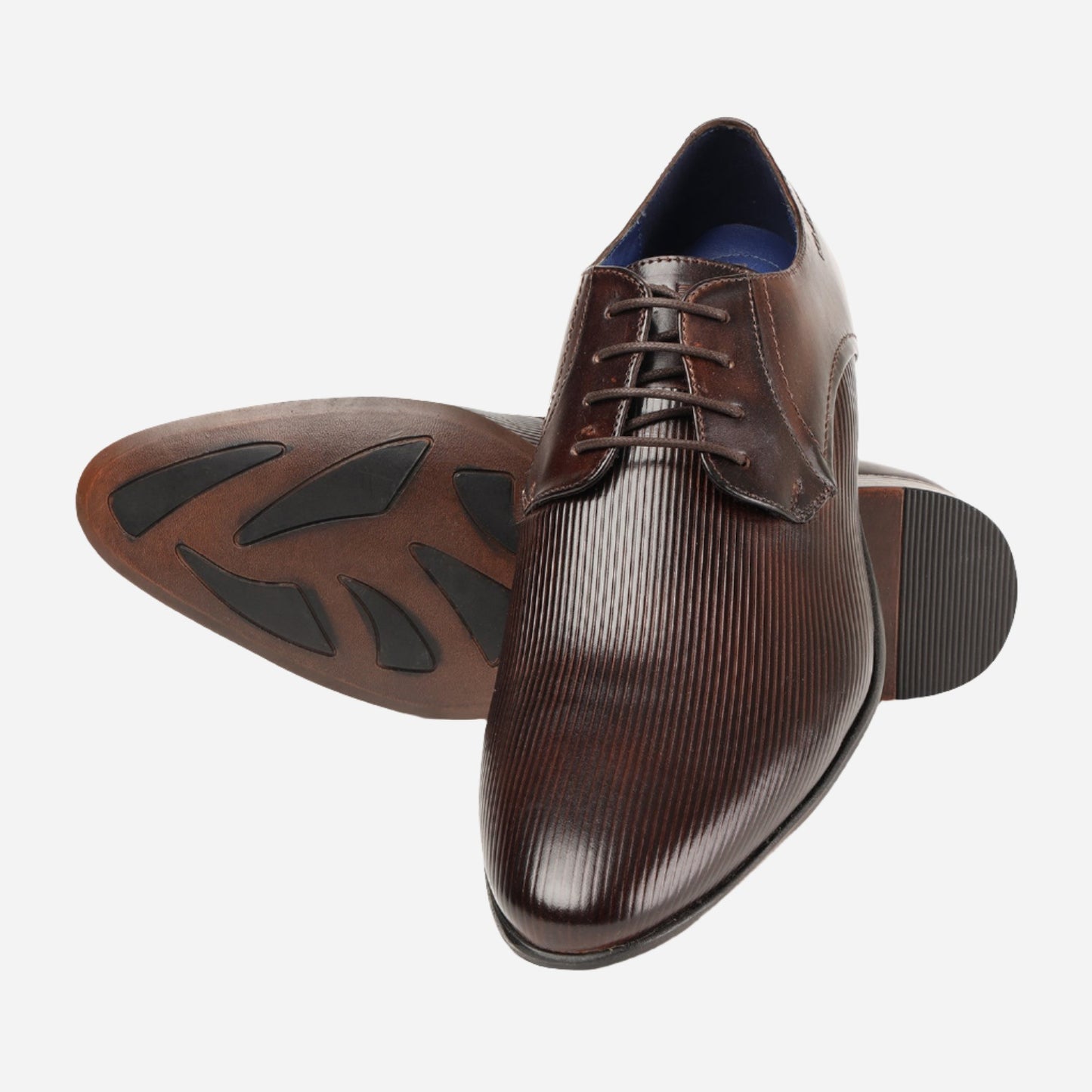 MASABIH GENUINE LEATHER DERBY LACEUP SHOES FOR MEN BROWN