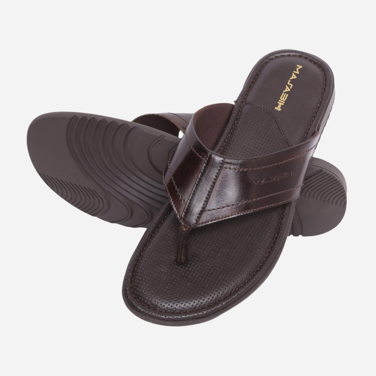 MASABIH Geniune Leather Soft Brown Color modern java thong sandals for Mens