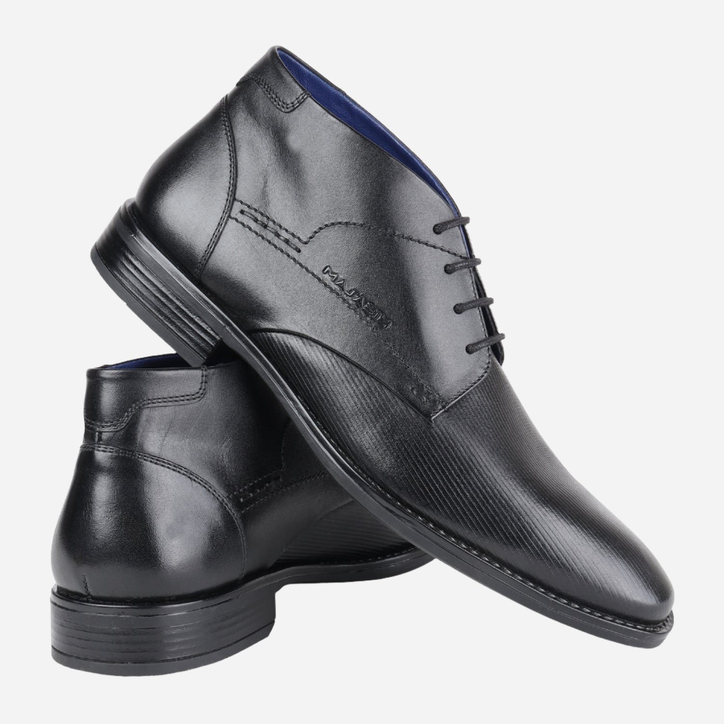 MASABIH GENUINE LEATHER CHUKKA LACEUP BOOTS FOR MEN BLACK