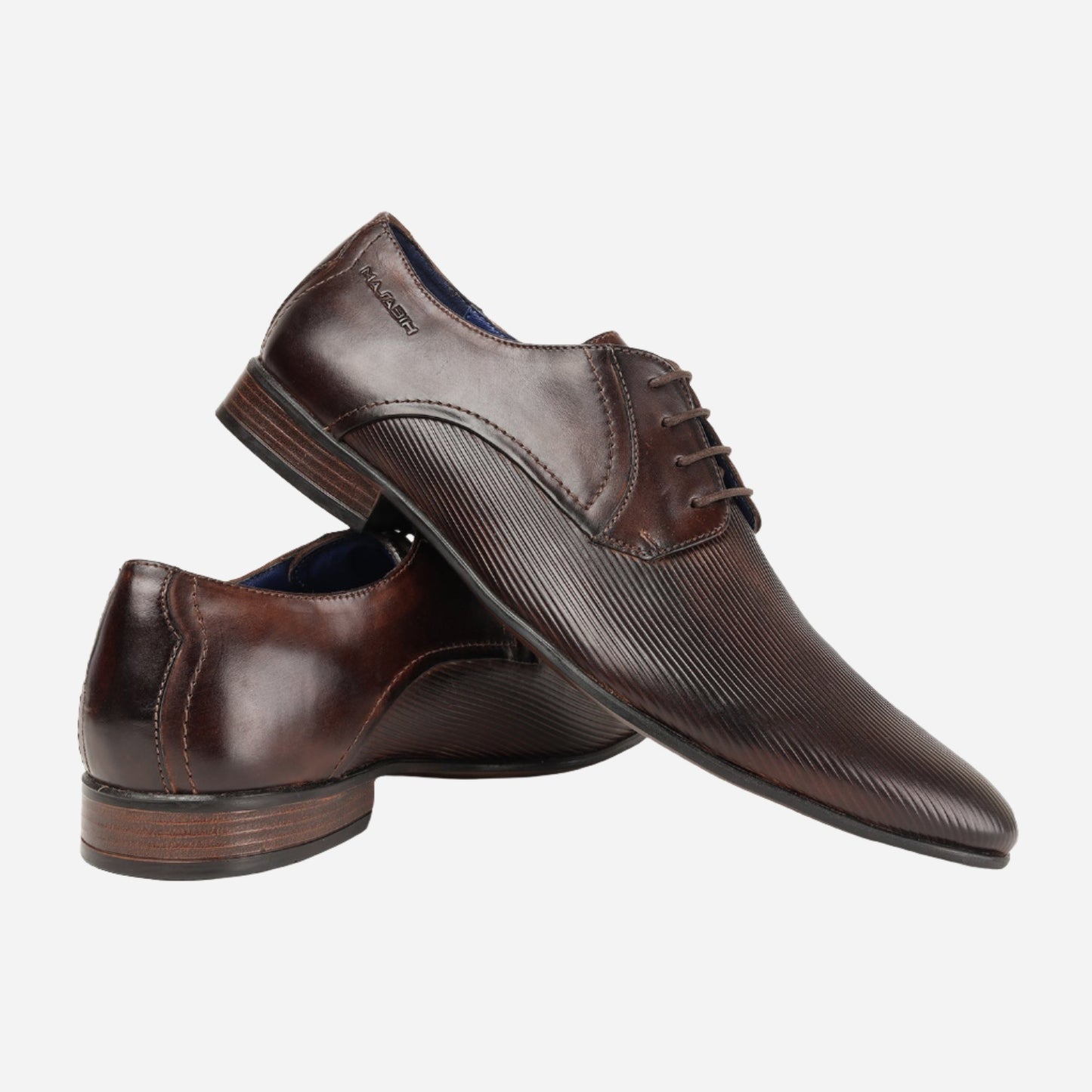 MASABIH GENUINE LEATHER DERBY LACEUP SHOES FOR MEN BROWN