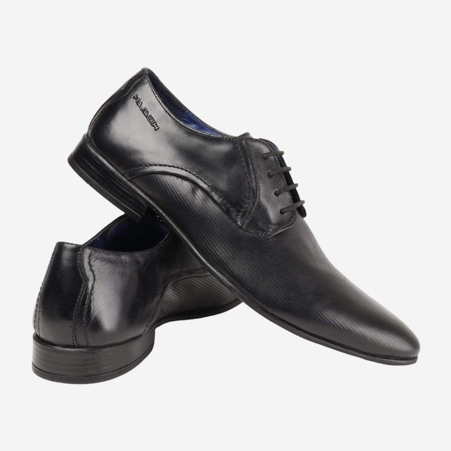MASABIH GENUINE LEATHER DERBY LACEUP SHOES FOR MEN BLACK
