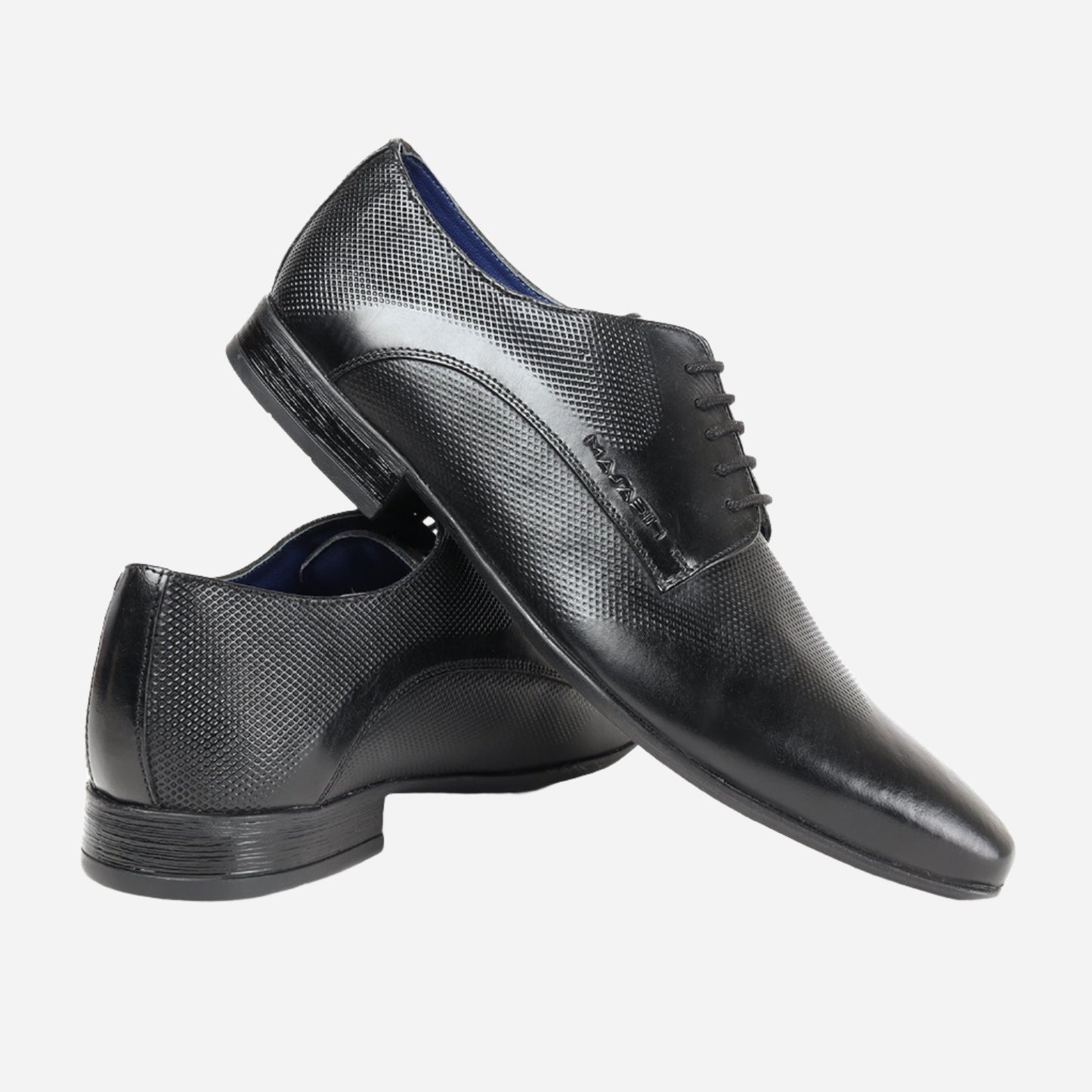MASABIH GENUINE LEATHER BLACK DERBY LACEUP SHOES FOR MEN