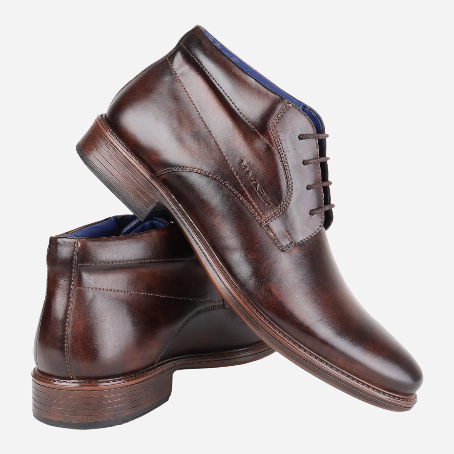 MASABIH GENUINE LEATHER BROWN LACEUP CHUKKA BOOTS FOR MEN