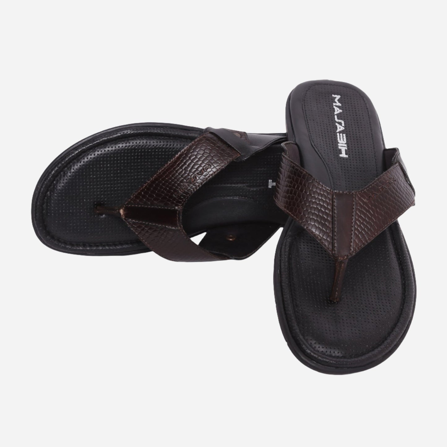 MASABIH Geniune Leather Soft SISSY Print Black / Bordo Color modern tauro thong sandals for Mens