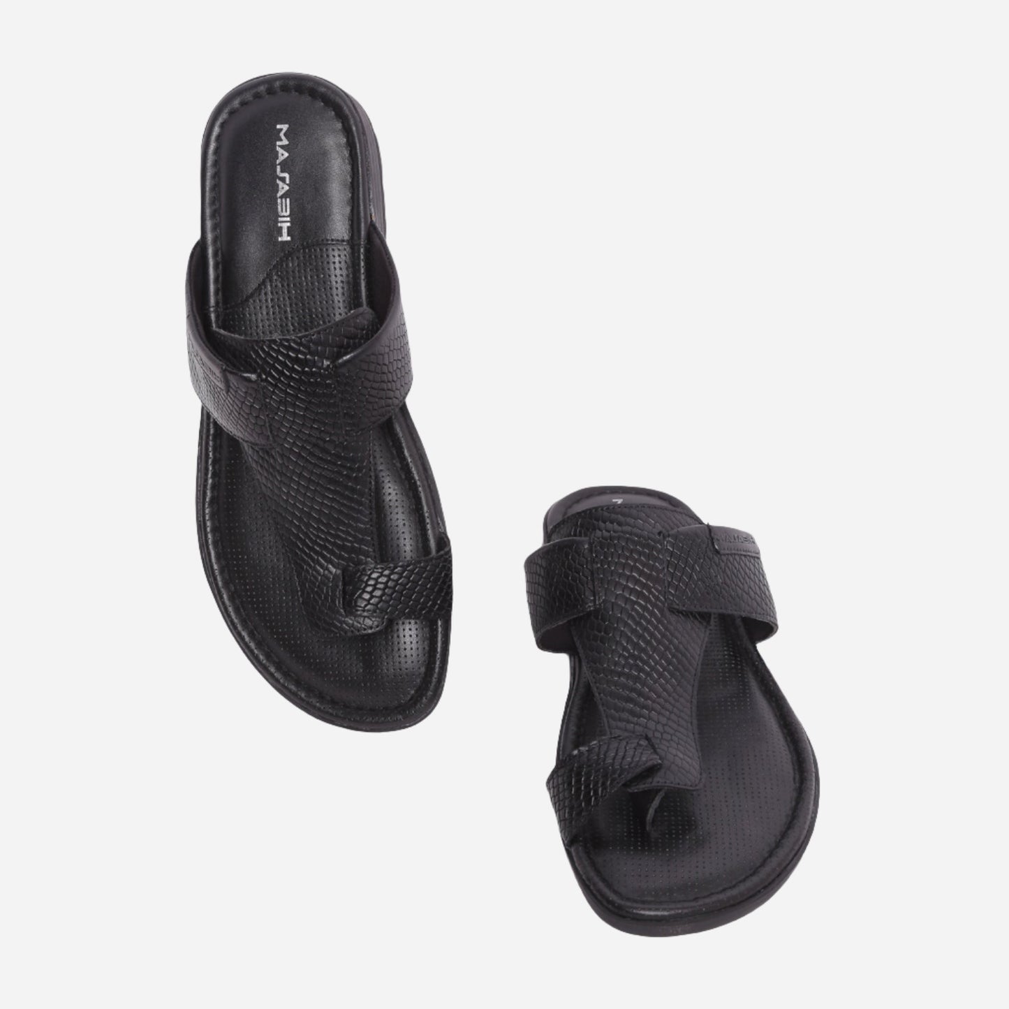 MASABIH Geniune Leather Soft SISSY Print Black Color modern java thong sandals for Mens