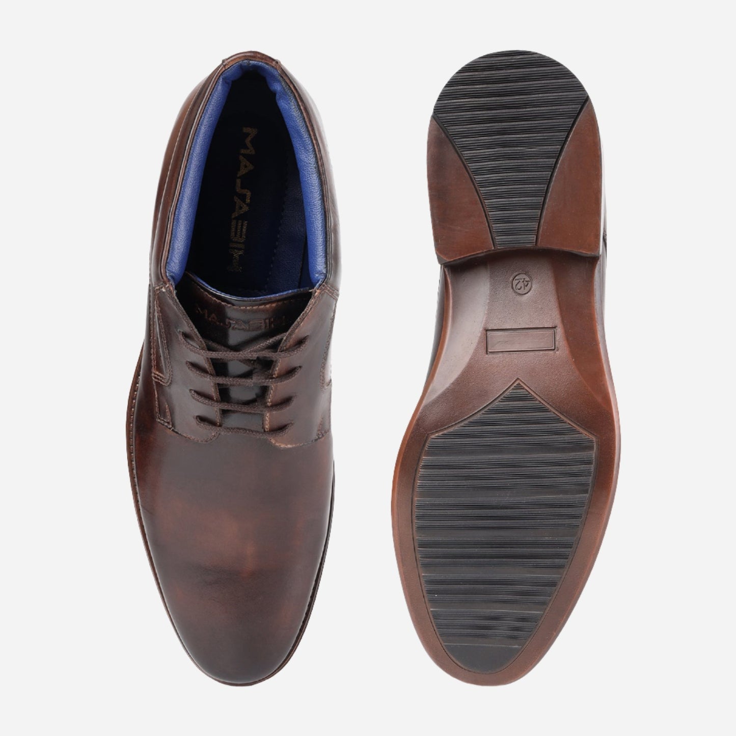 MASABIH GENUINE LEATHER BROWN LACEUP CHUKKA BOOTS FOR MEN