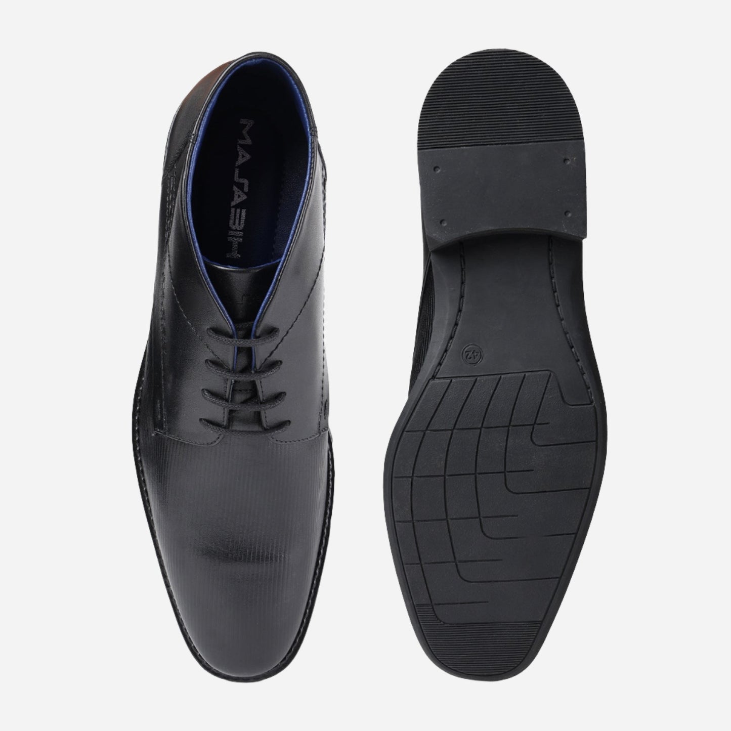 MASABIH GENUINE LEATHER CHUKKA LACEUP BOOTS FOR MEN BLACK