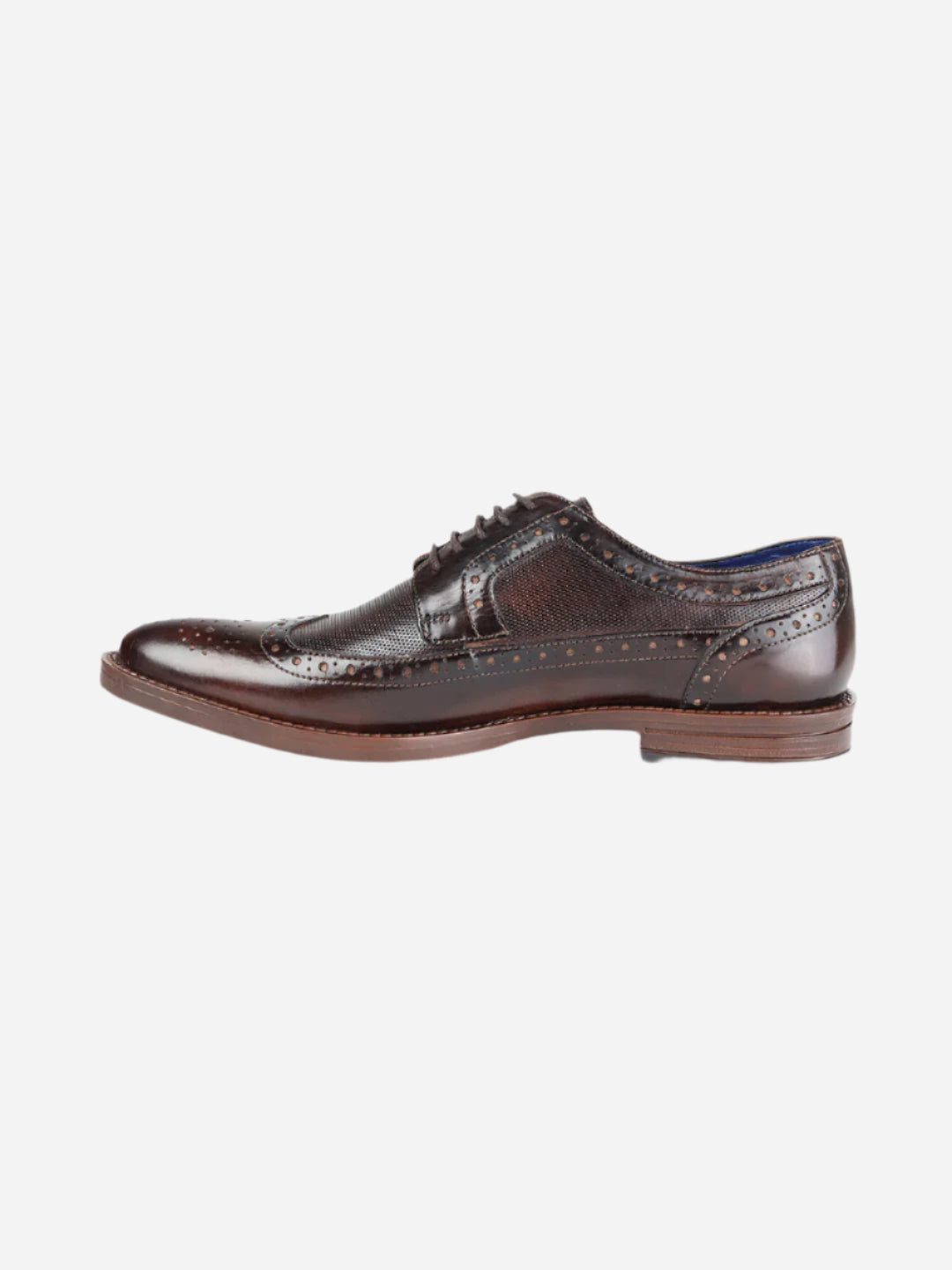 Masabih Genuine Leather Brown Casual Brogue Derby Laceup Shoes For Men