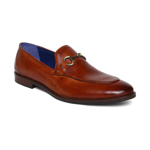 Masabih Genuine Milled Leather Tan Loafer Slipon Shoes for Men