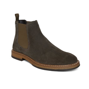 Olive Genuine Suede Leather Chelsea Elastic Boots For Men