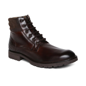 Masabih Genuine Leather Brown Ankle Zipper Boots for Men
