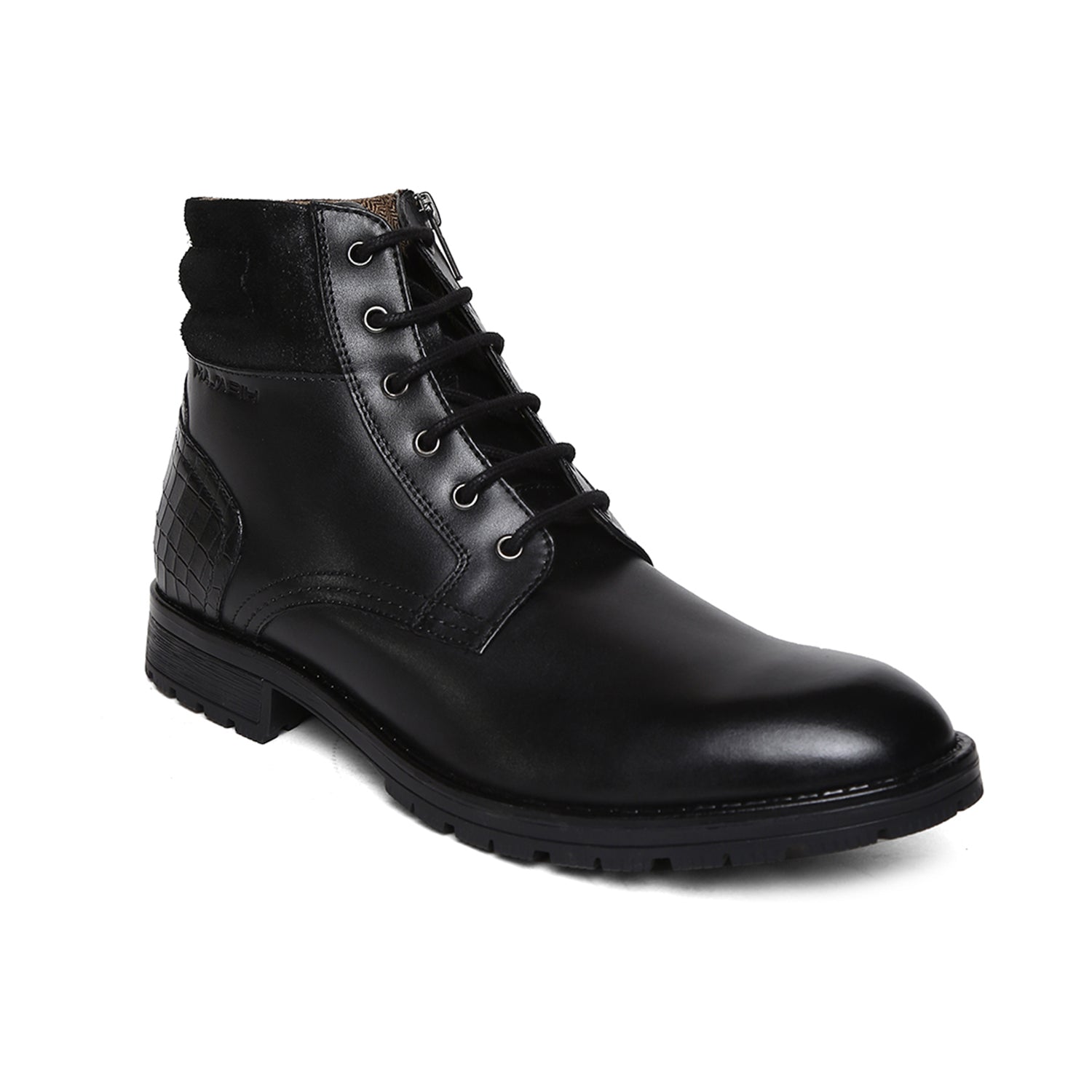 Masabih Genuine Leather Black Ankle Zipper Boots for Men