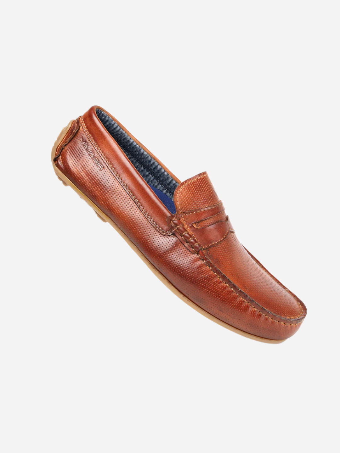 MASABIH Tan Genuine Leather Mocassin Shoes with Flat Sole for Men