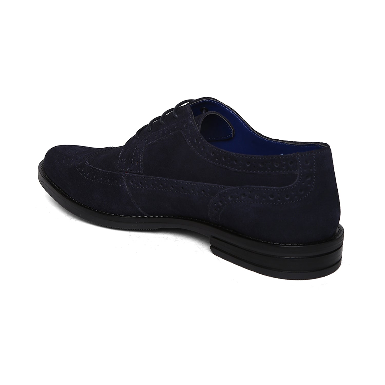 Masabih Suede Leather Navy Derby Laceup Shoes For Men