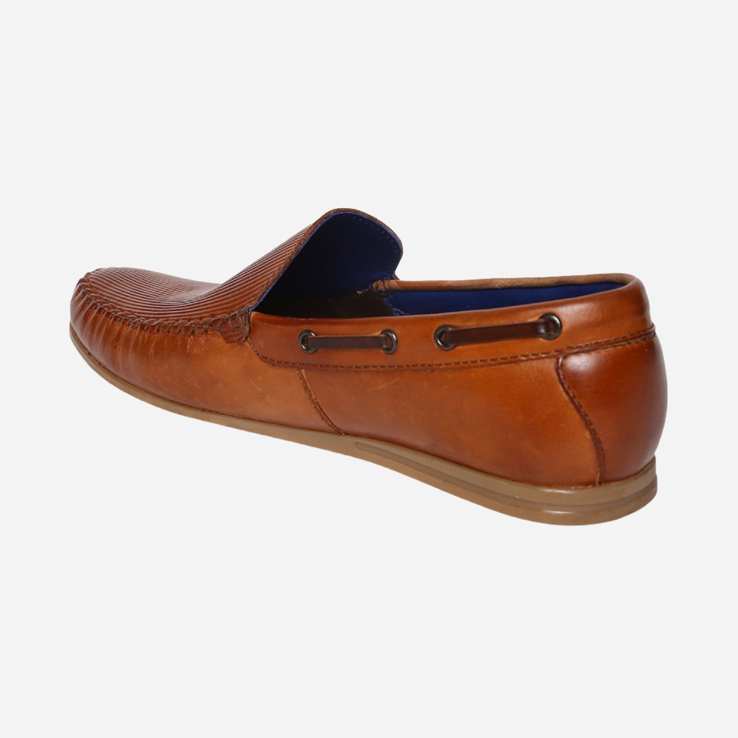 Masabih Genuine Leather Tan Mocassin Shoes with Flat Sole for Men