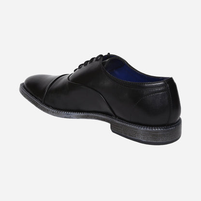 Masabih Genuine Leather Black Casual Oxford Shoes For Men