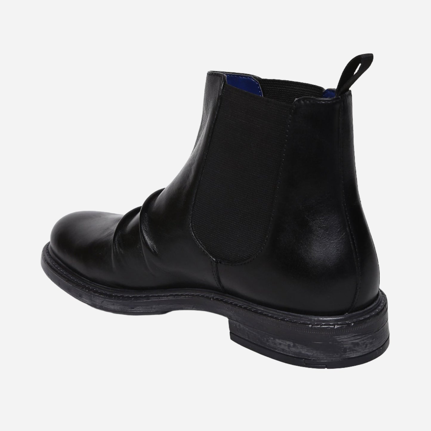 Masabih Genuine Leather Black Casual Chelsea Boots with Zipper for Men